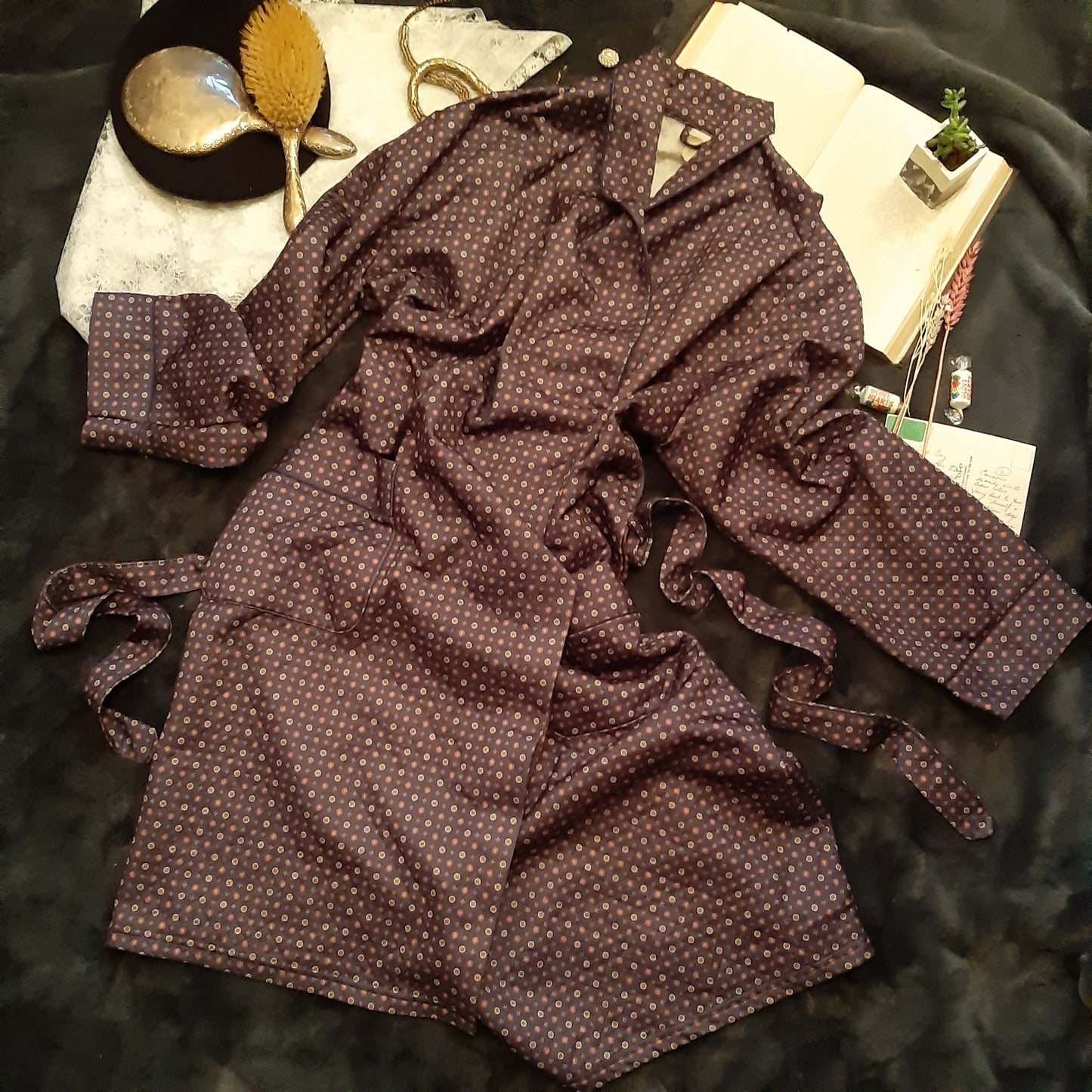 Cosy mauve robe with jewelled pattern