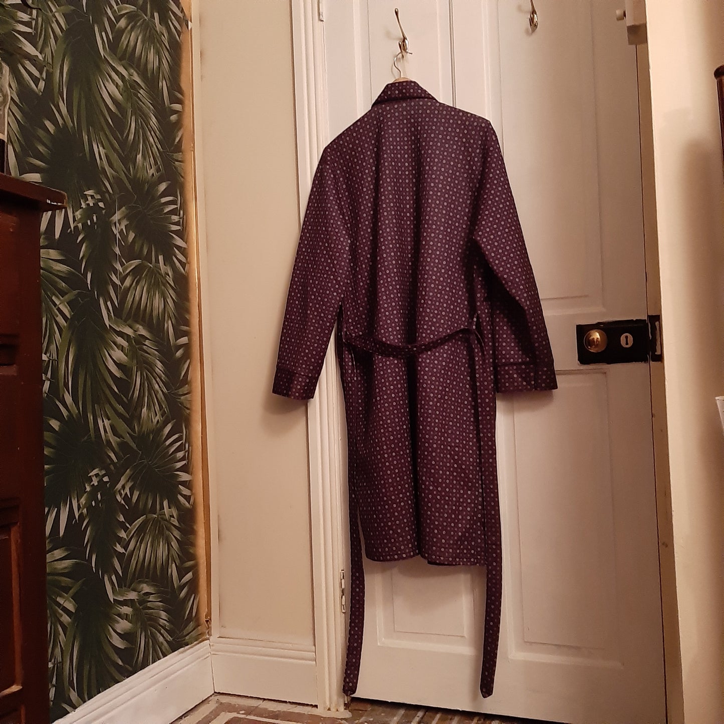 Cosy mauve robe with jewelled pattern