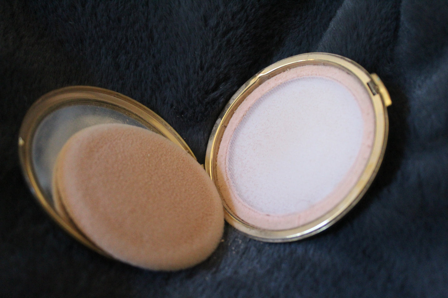 Vintage gold and cream compact with butterflies