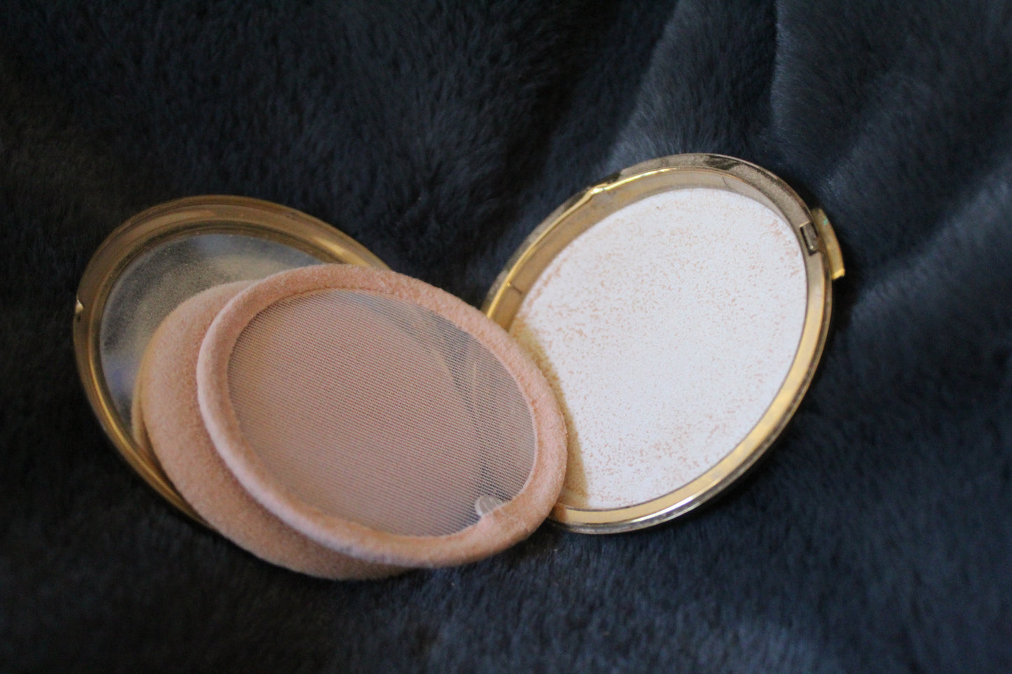 Vintage gold and cream compact with butterflies