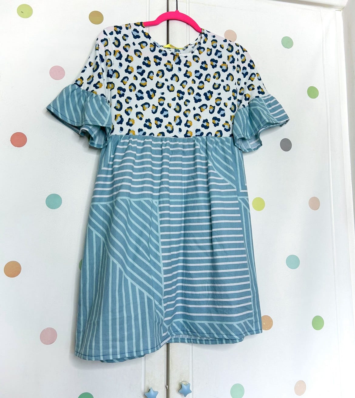 Leopard print and blue striped dress - fit up to size 14