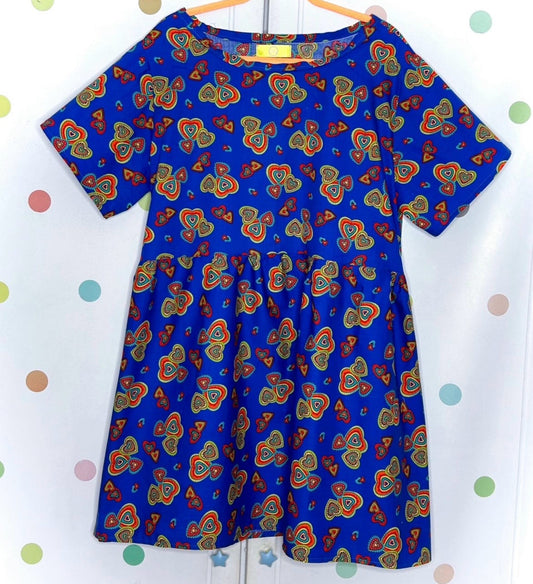 Blue heart designs dress - fits up to size 22
