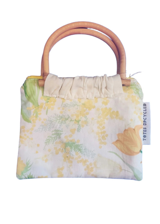 Yellow bamboo handled yellow handbag