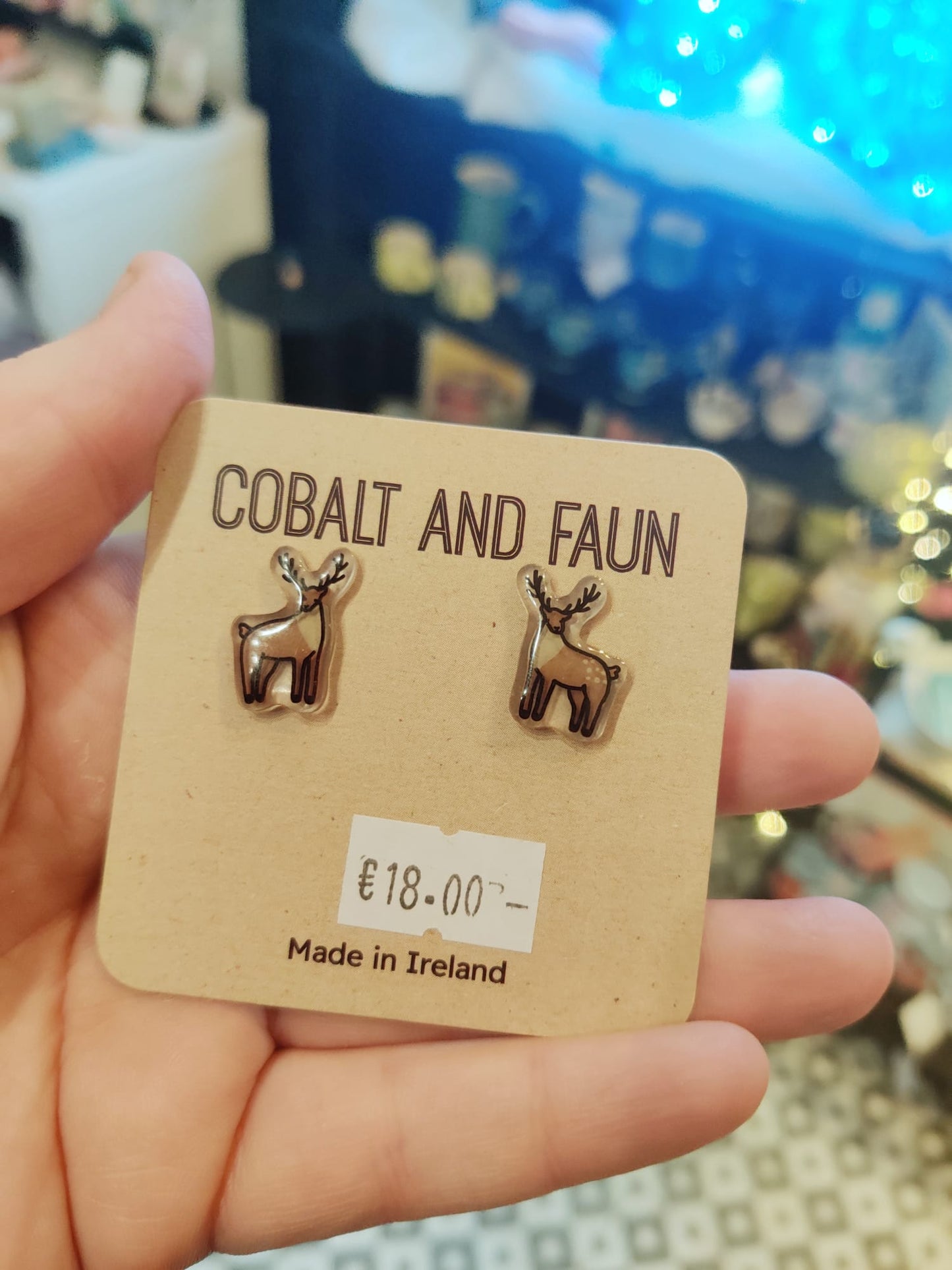 Cobalt and Faun Christmas Earrings