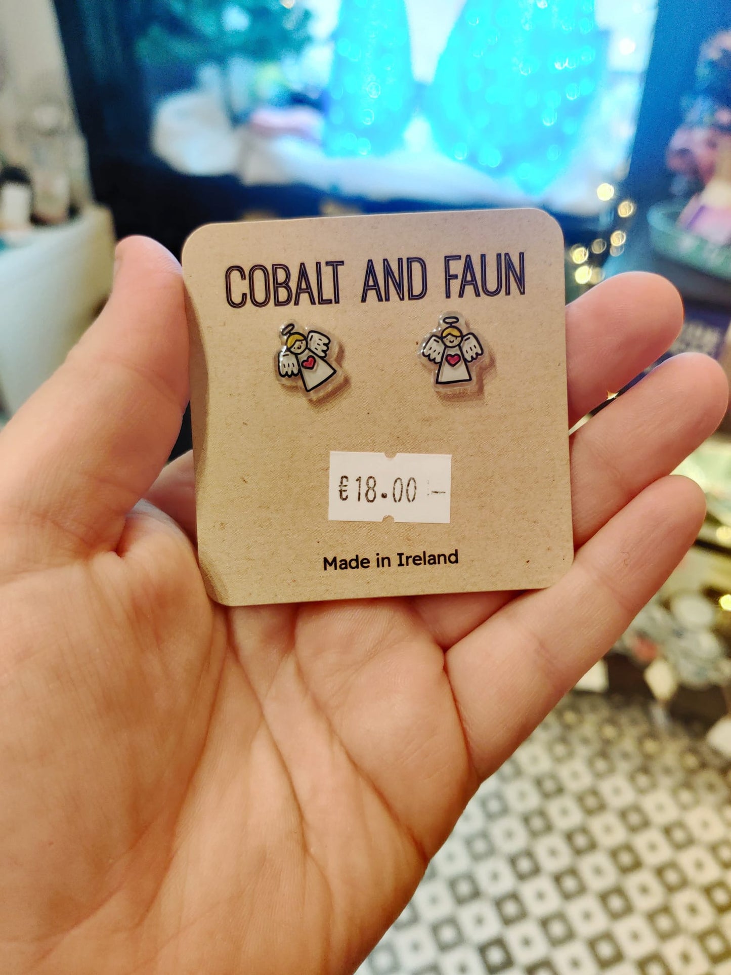 Cobalt and Faun Christmas Earrings