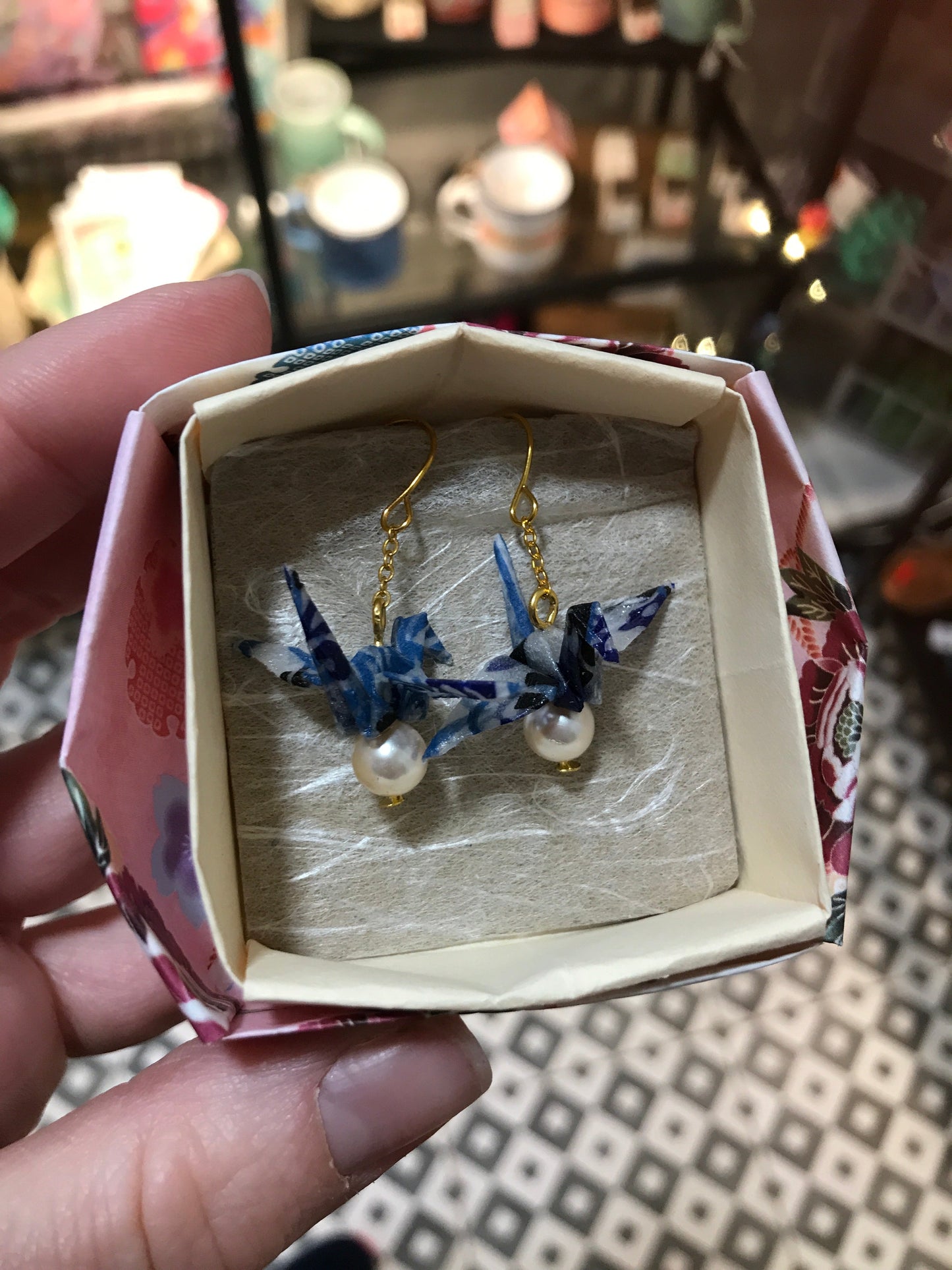 Origami crane earrings
