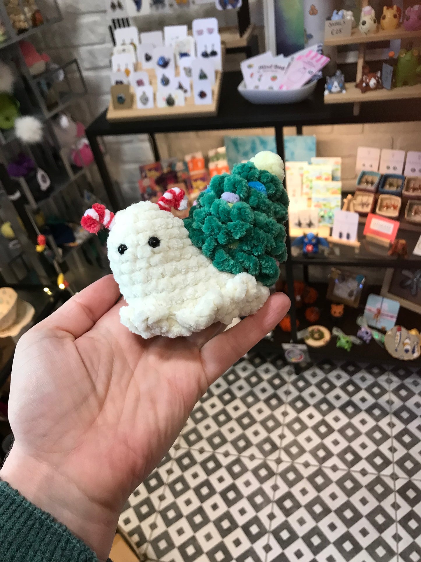 Christmas crochet snail
