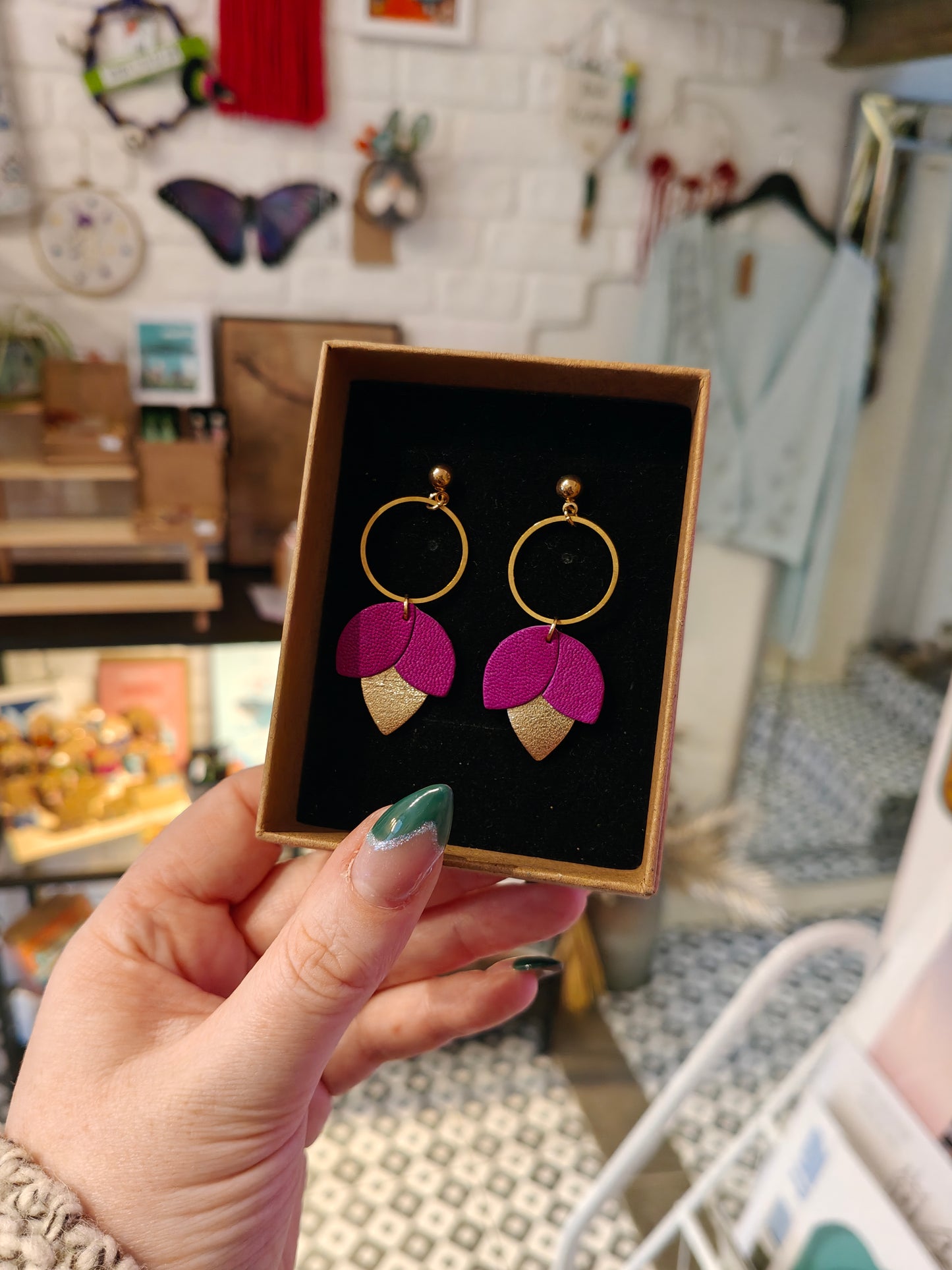 Leather drop earrings