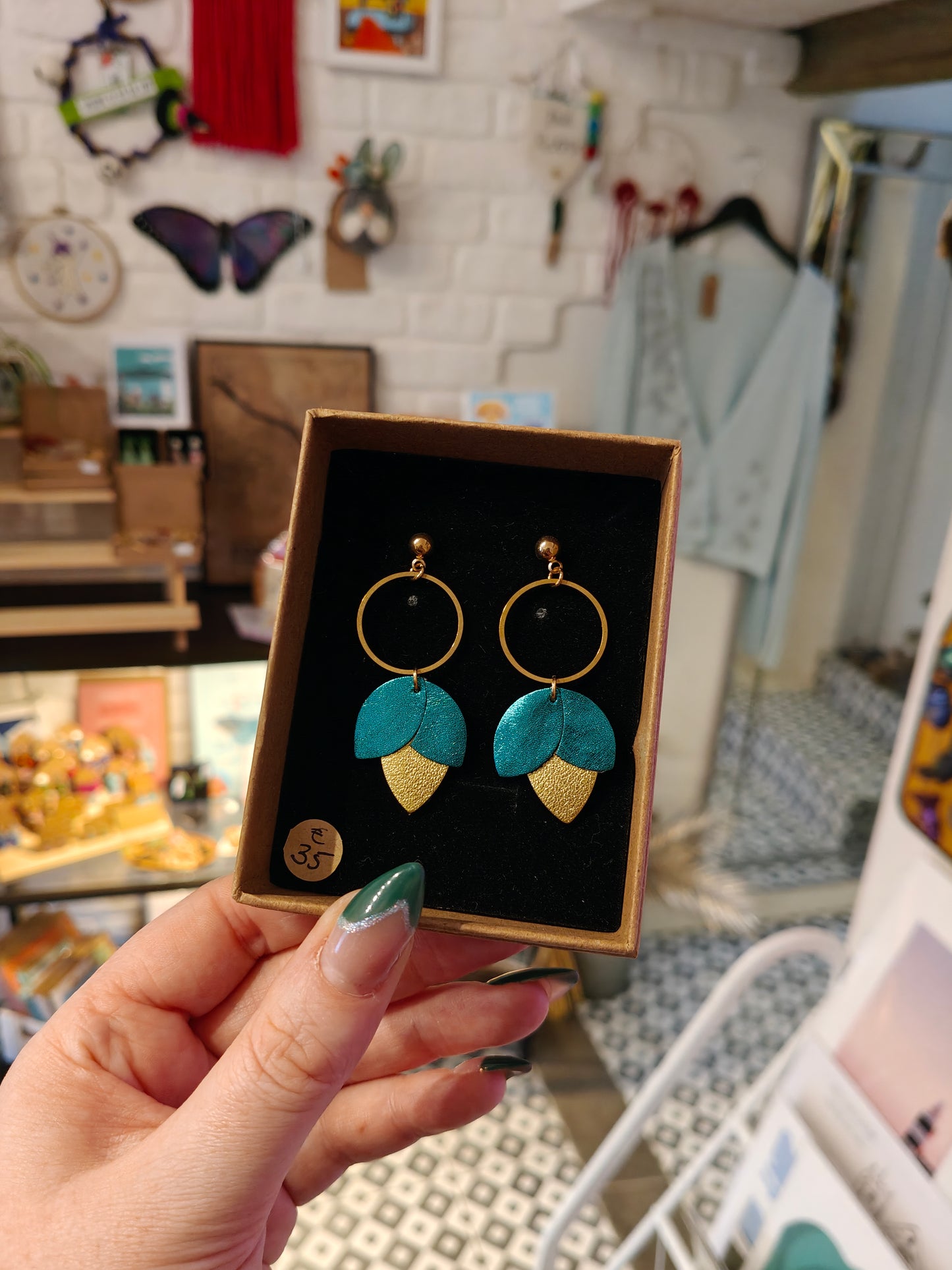 Leather drop earrings