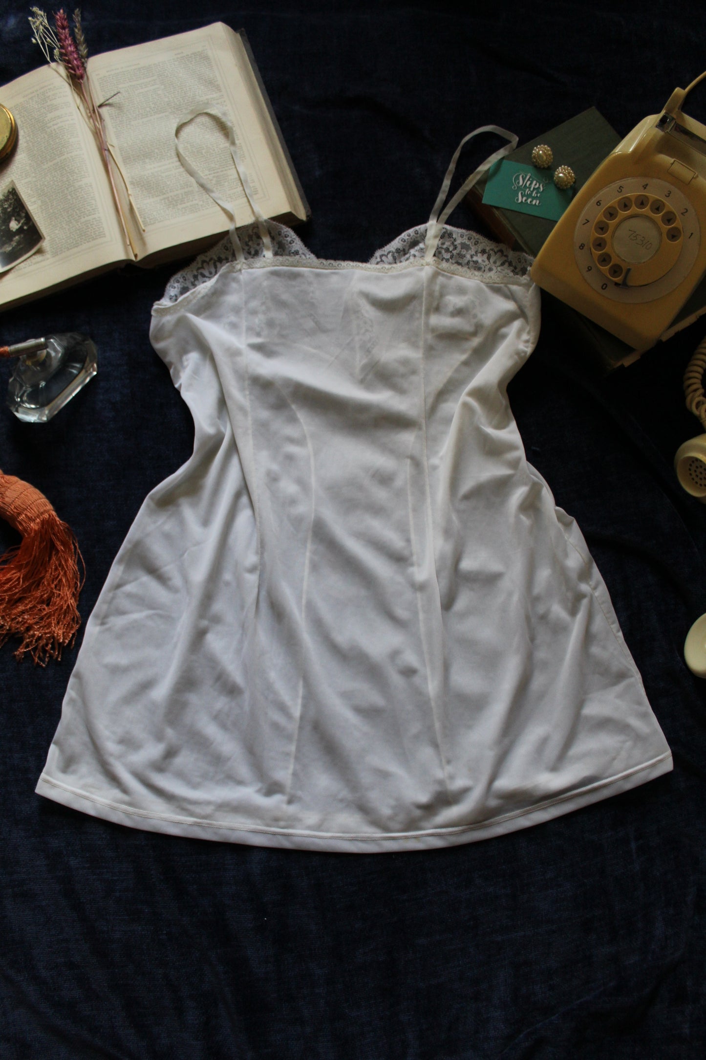 Romantic pearl lace slip