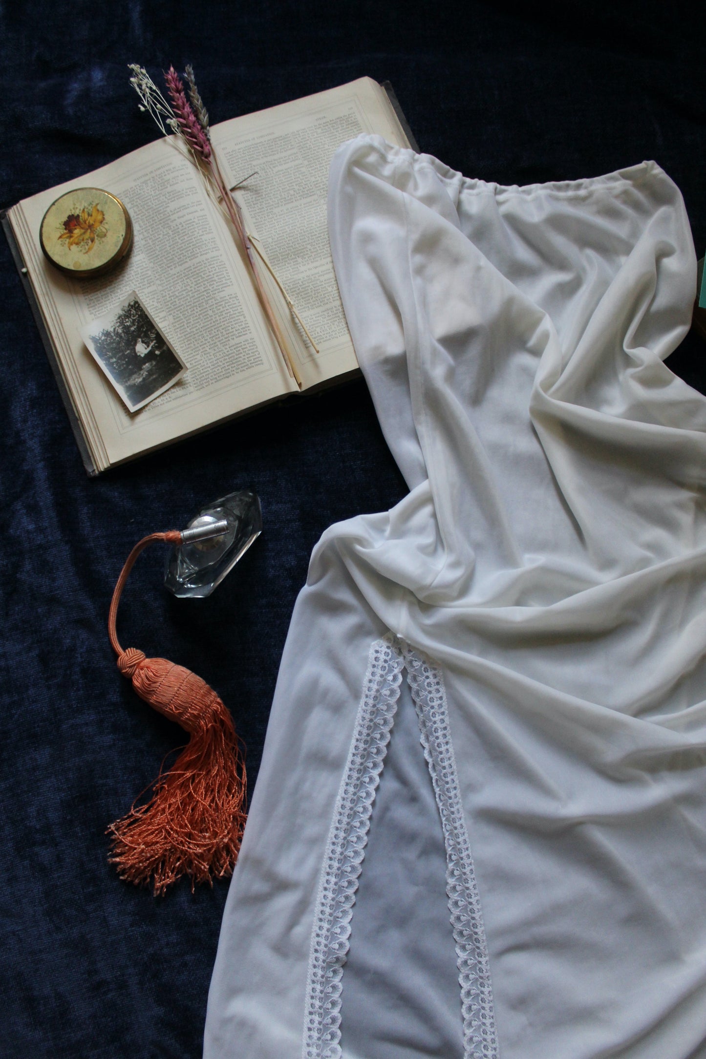 Dramatic full length white half slip