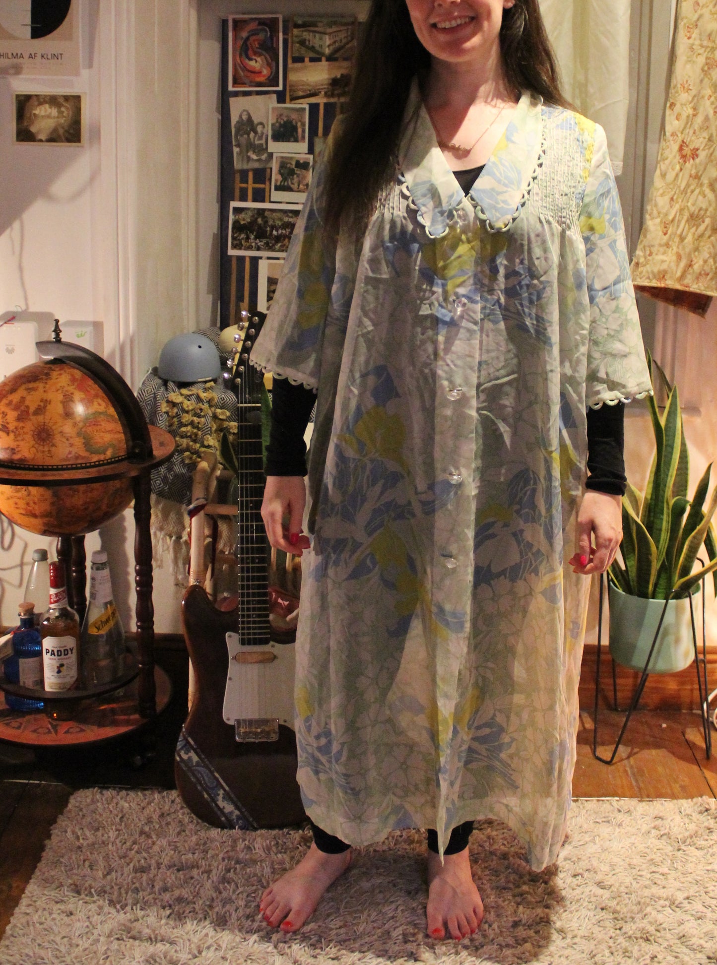 Homemade sheer tropical robe