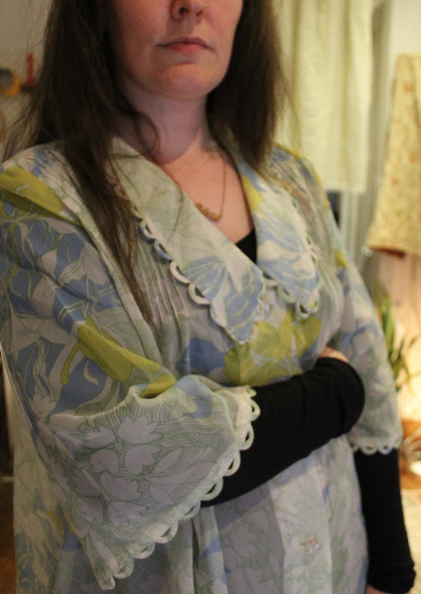 Homemade sheer tropical robe