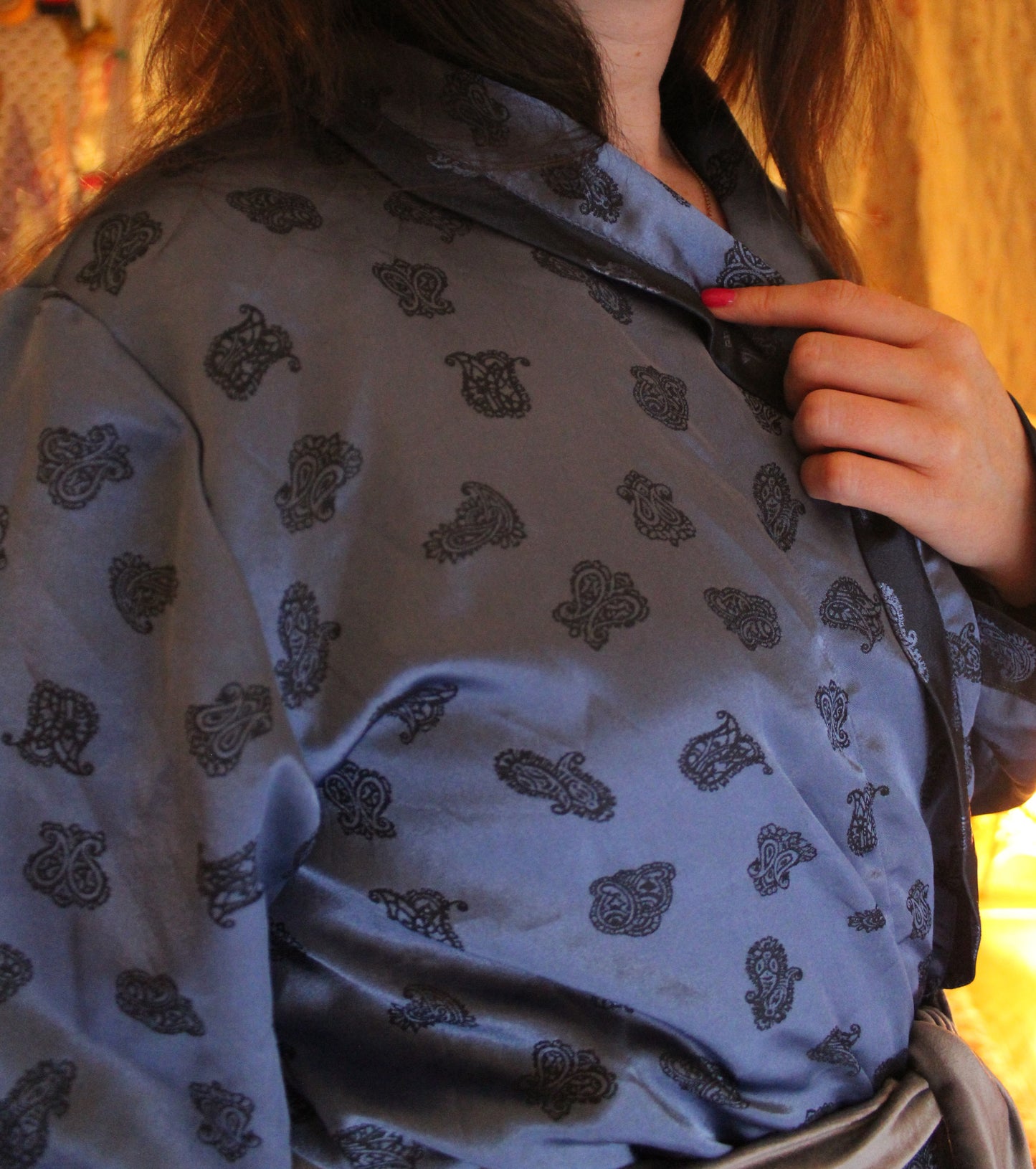 Blue robe with paisley pattern