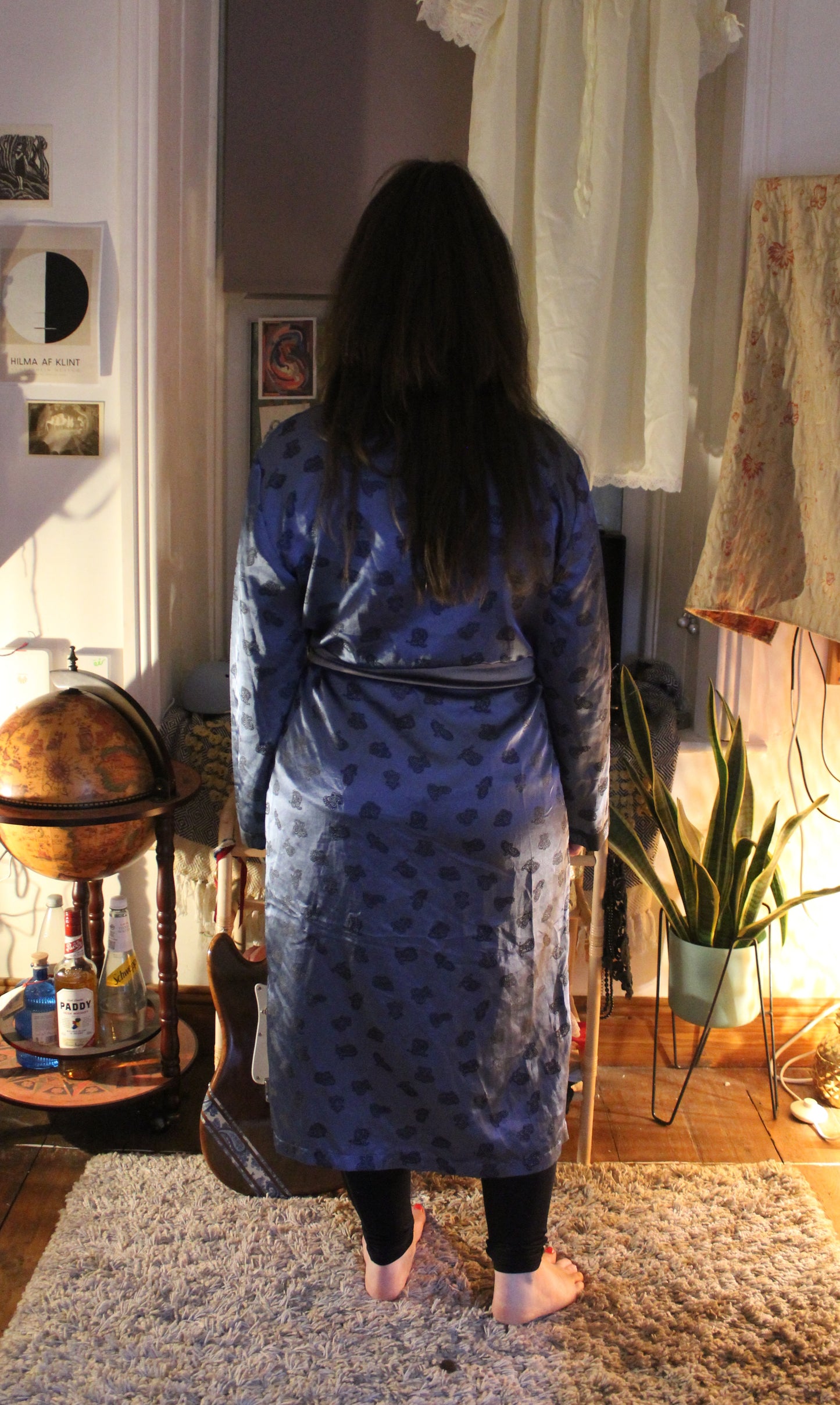 Blue robe with paisley pattern