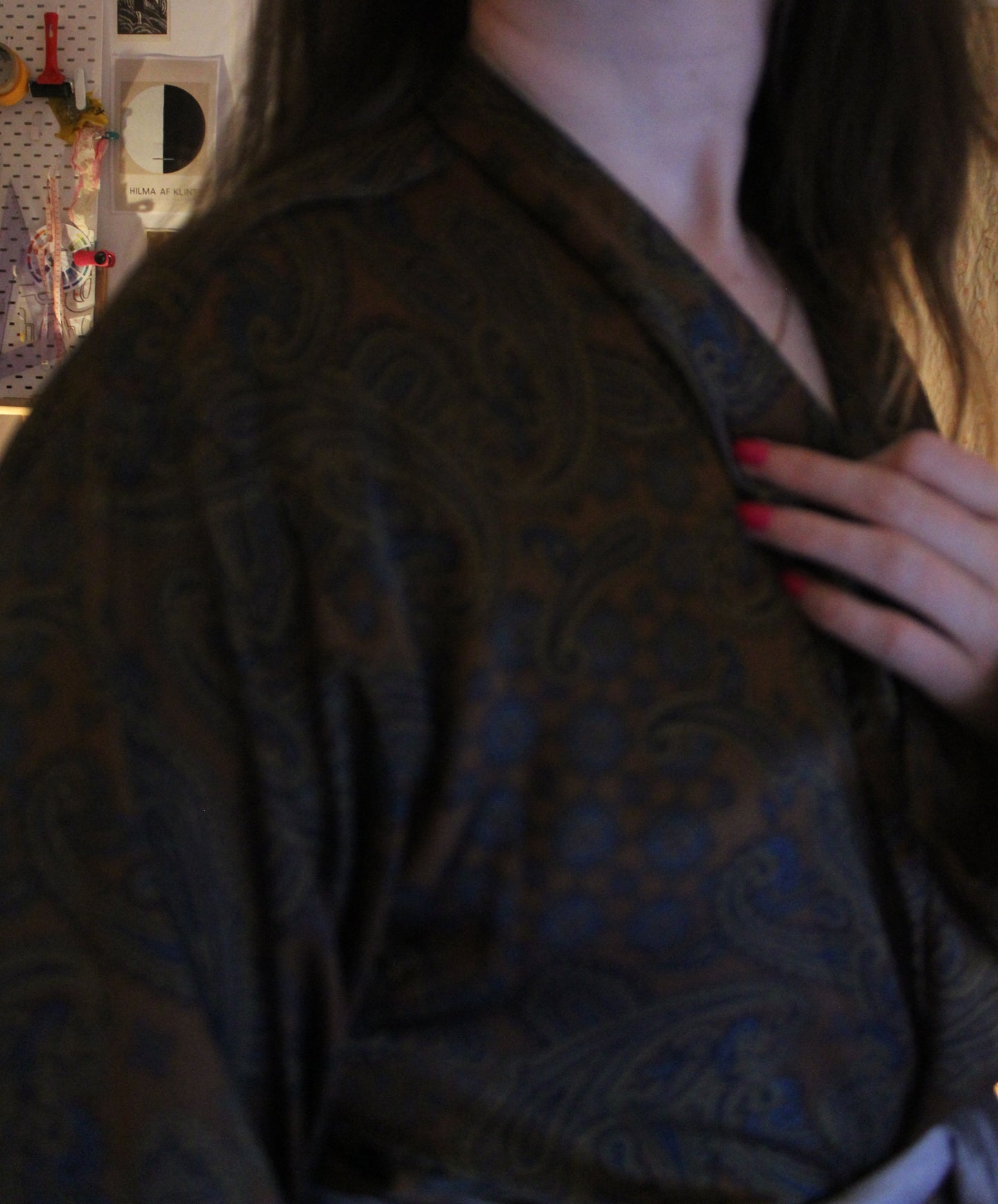 Bronze robe with paisley and geometric pattern