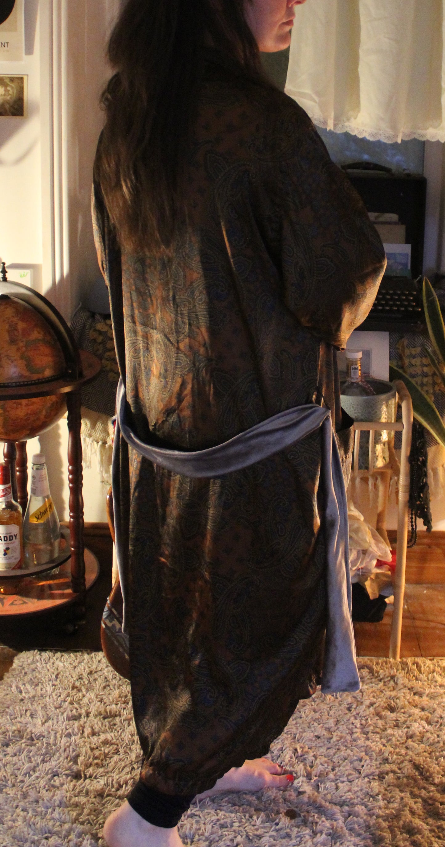 Bronze robe with paisley and geometric pattern