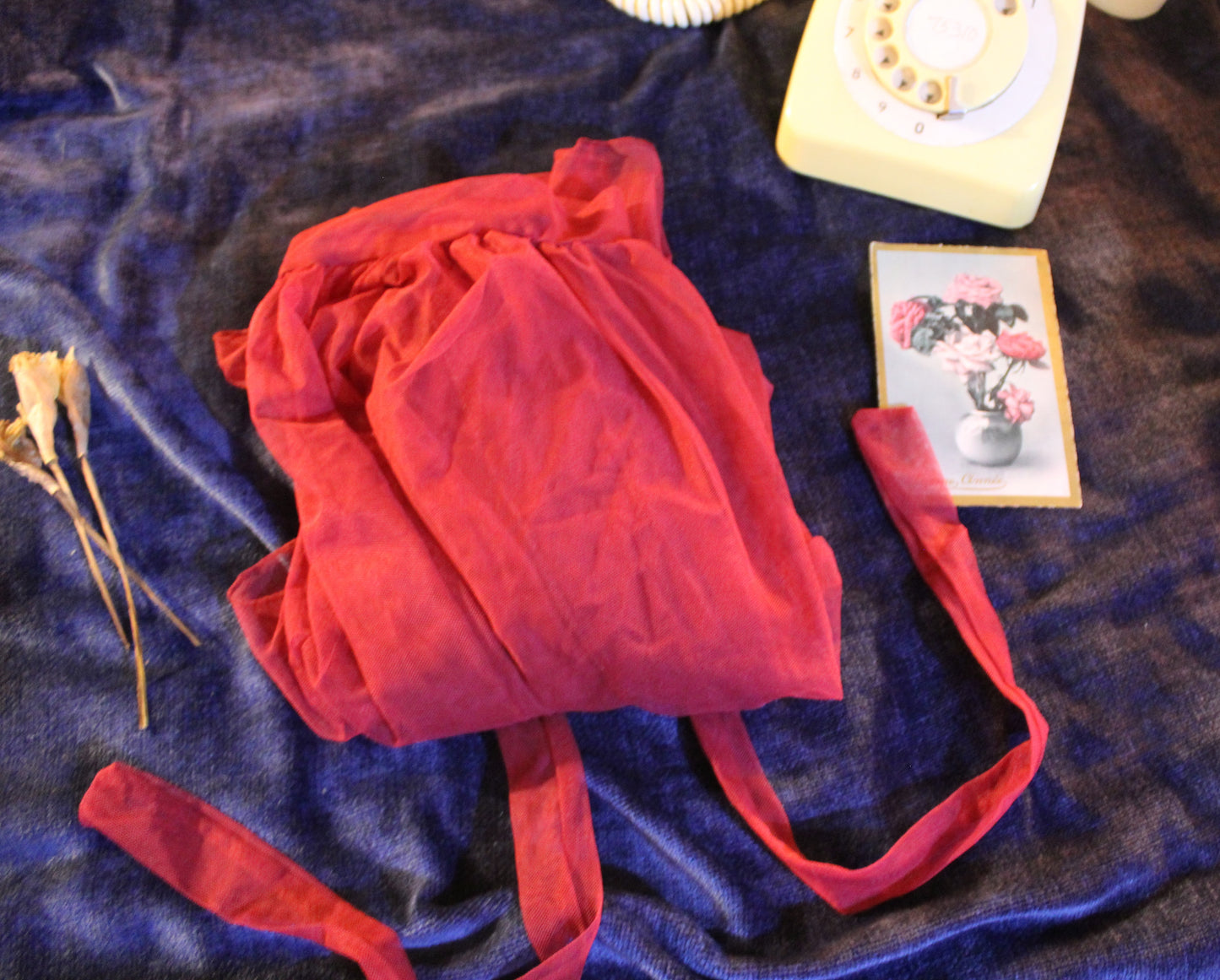 Sheer full length red apron