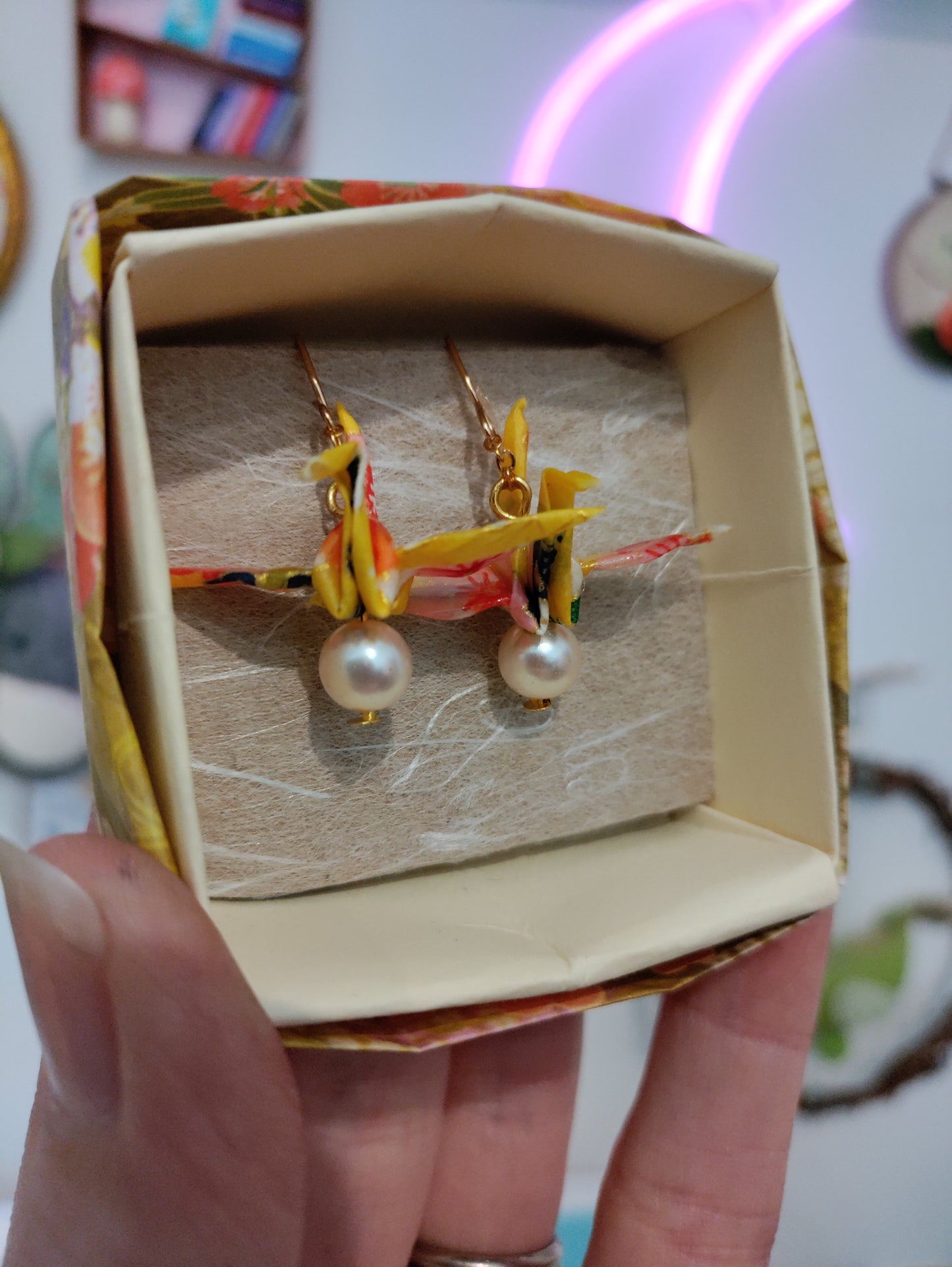 Origami crane earrings