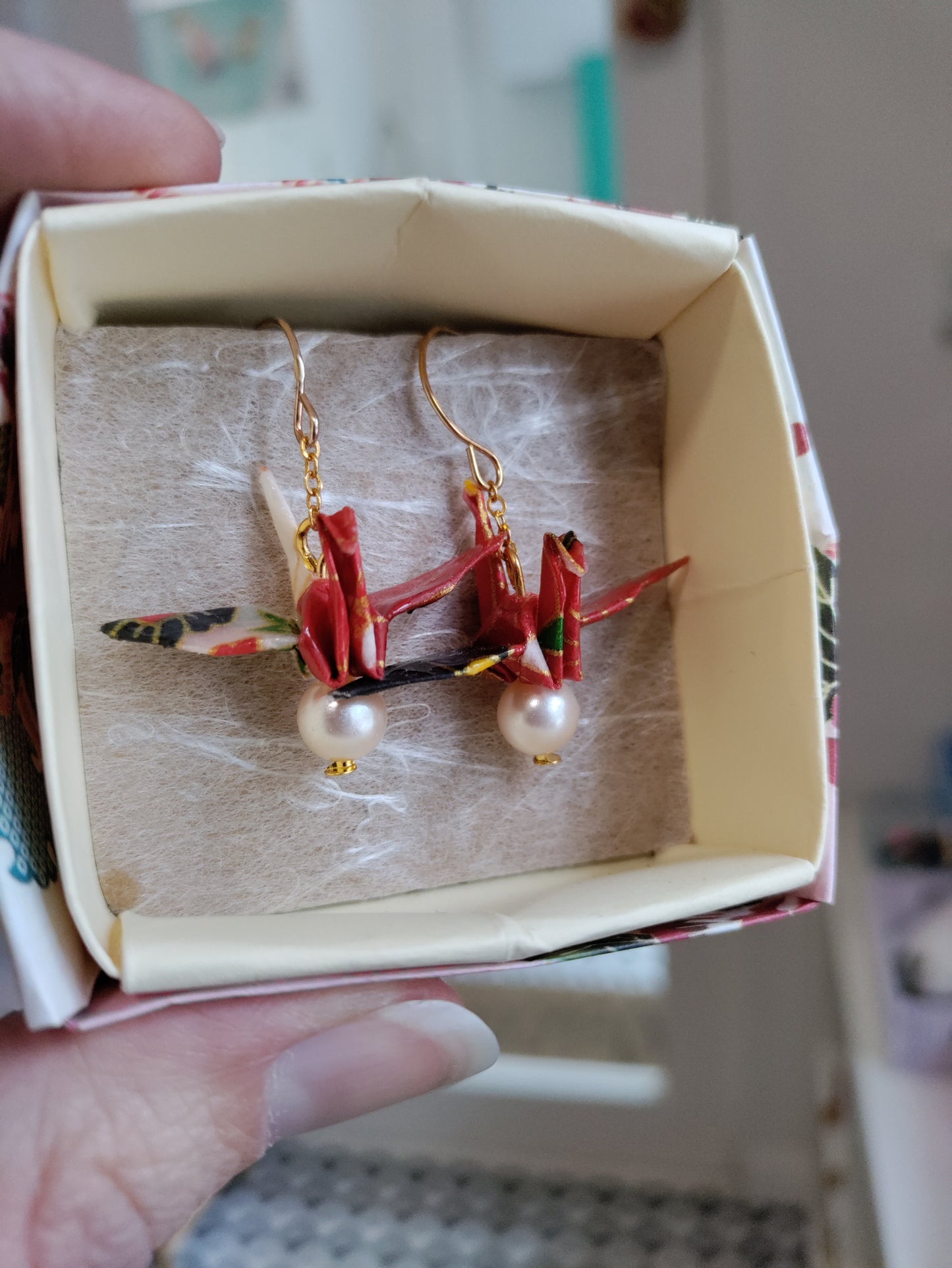 Origami crane earrings