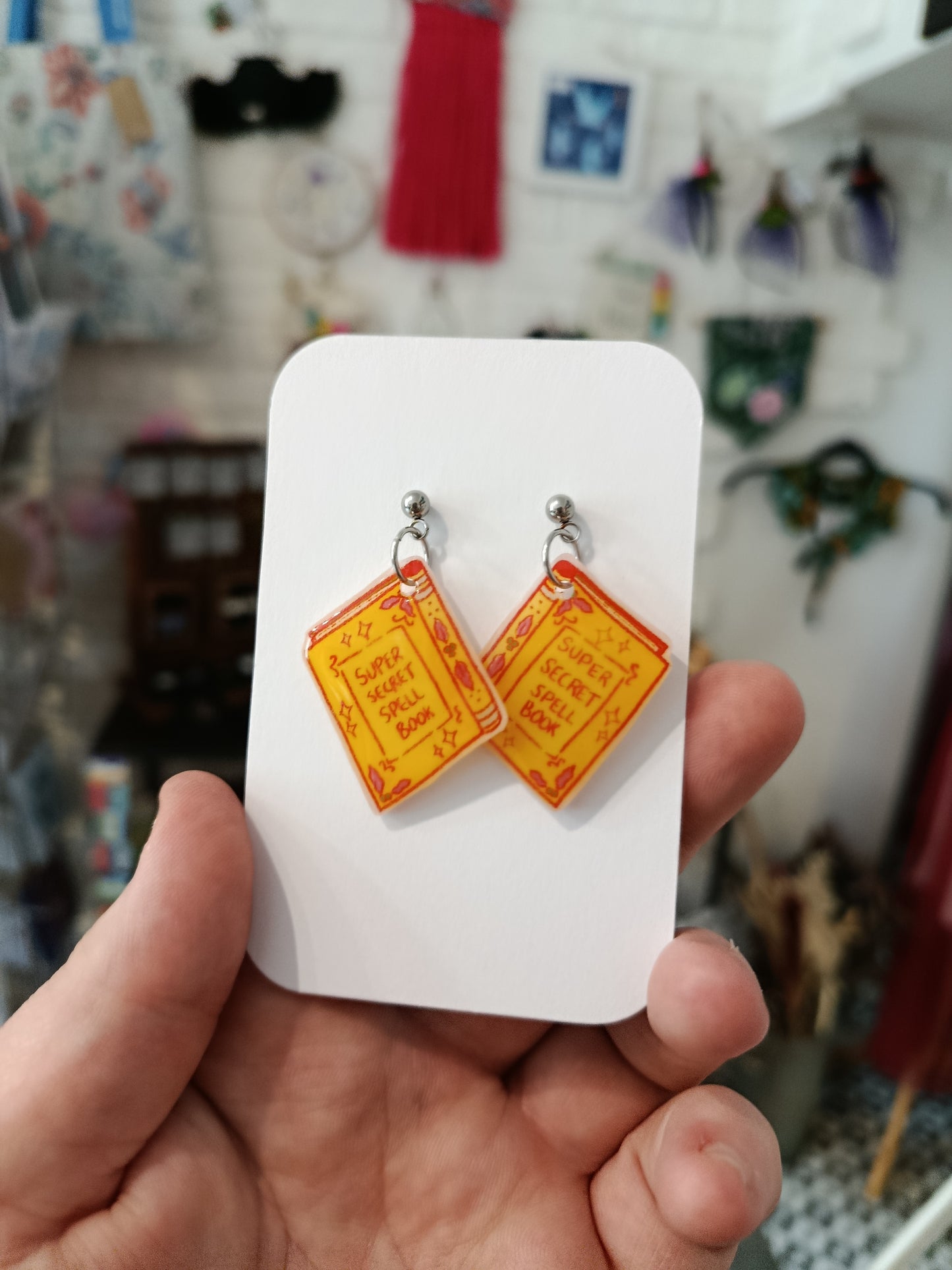 Super Secret Spell Book Earrings Yellow