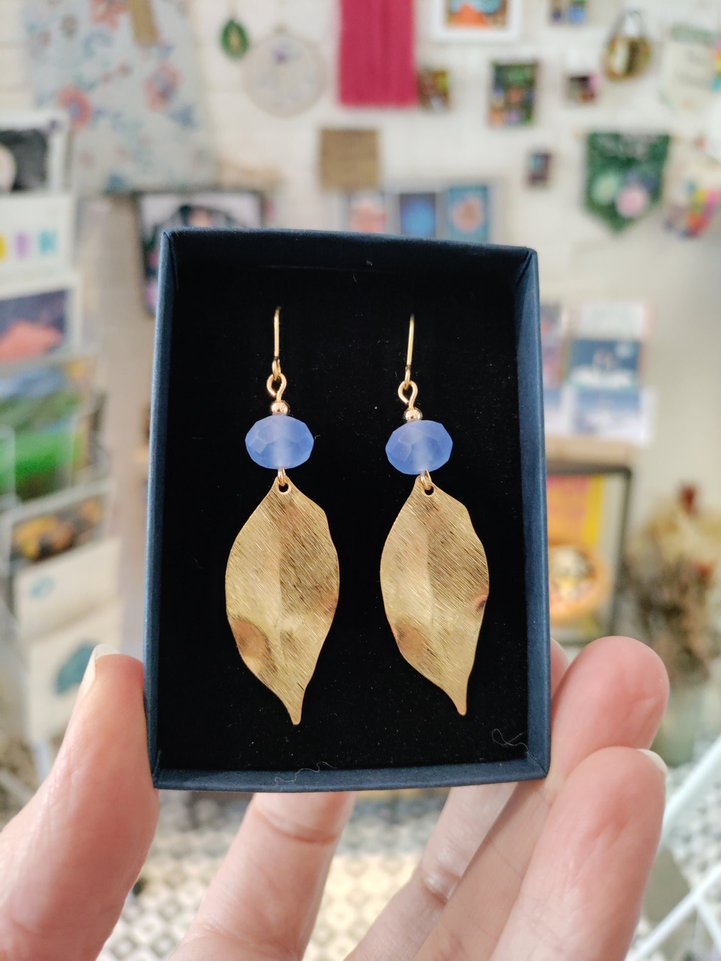 Brass and bead earrings