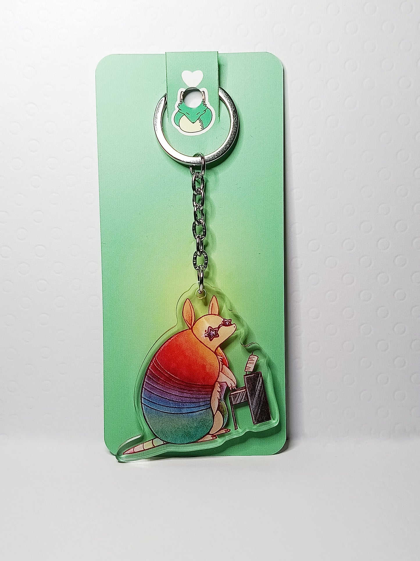 Rainbow Armadillo Keychain