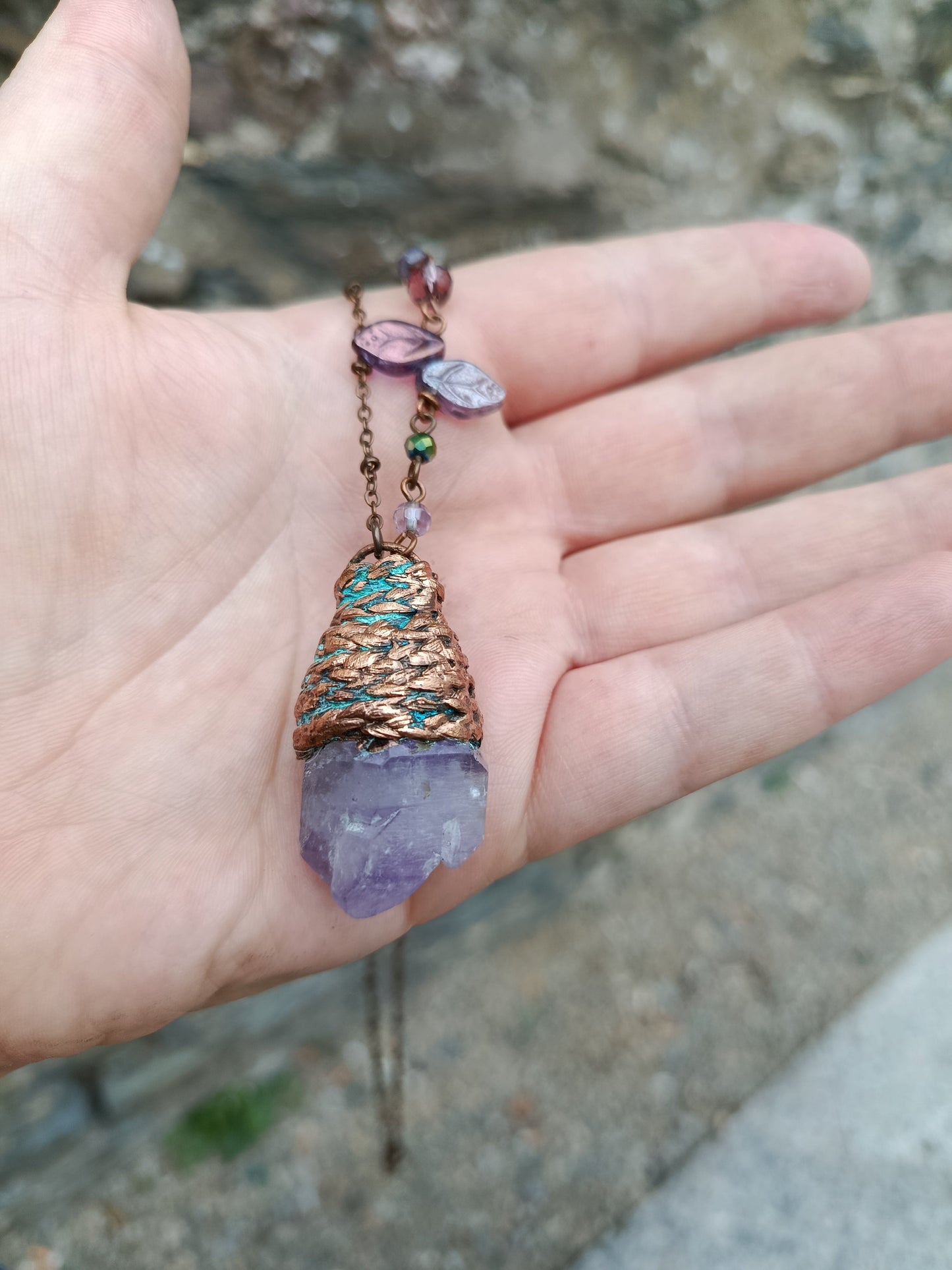 Electroformed Raw Amethyst Pendant CH5