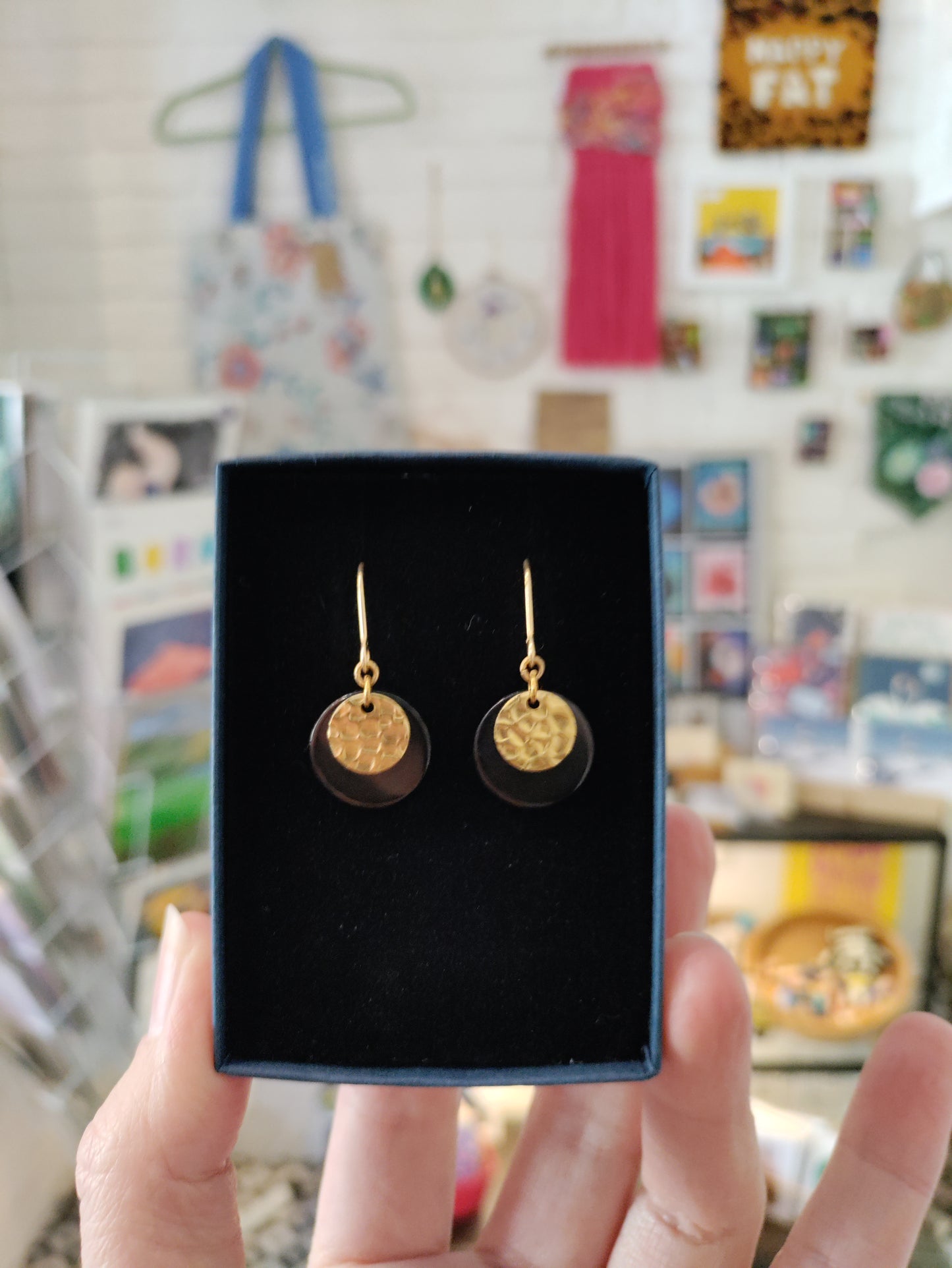 Brass and bead earrings