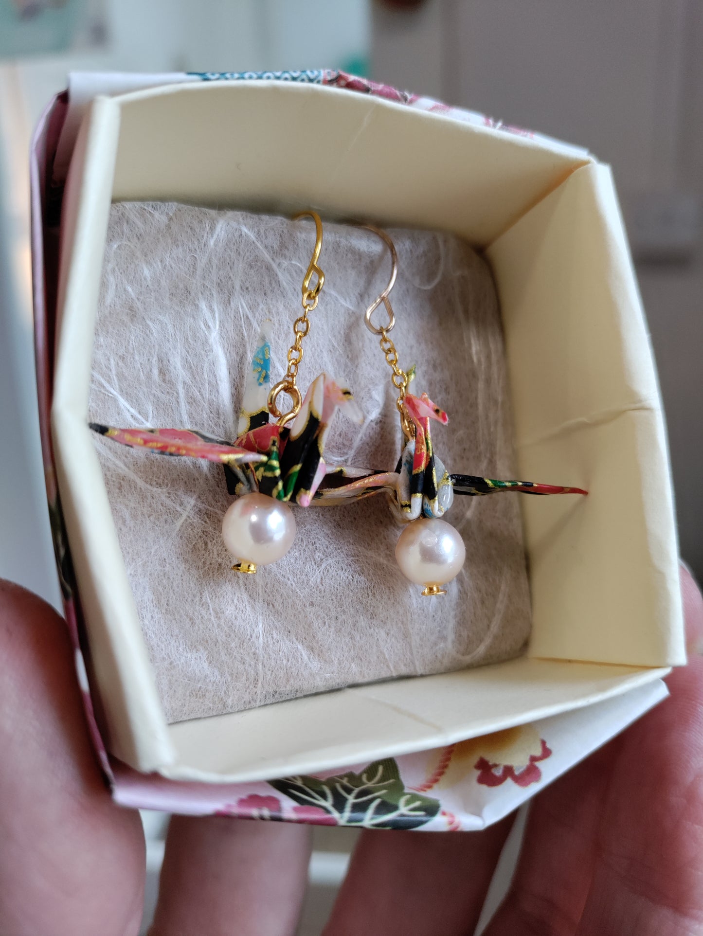Origami crane earrings