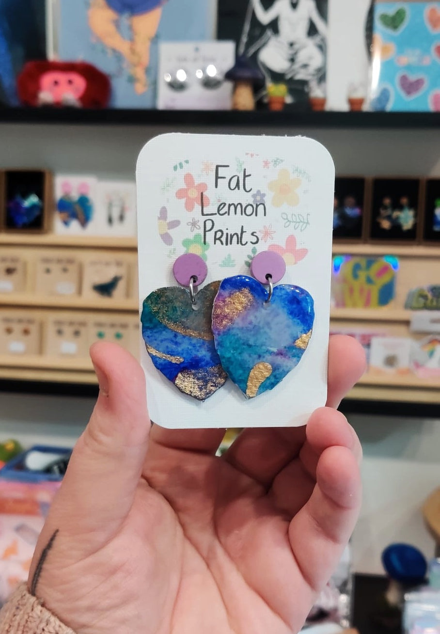 Leaf Earrings with Purple post