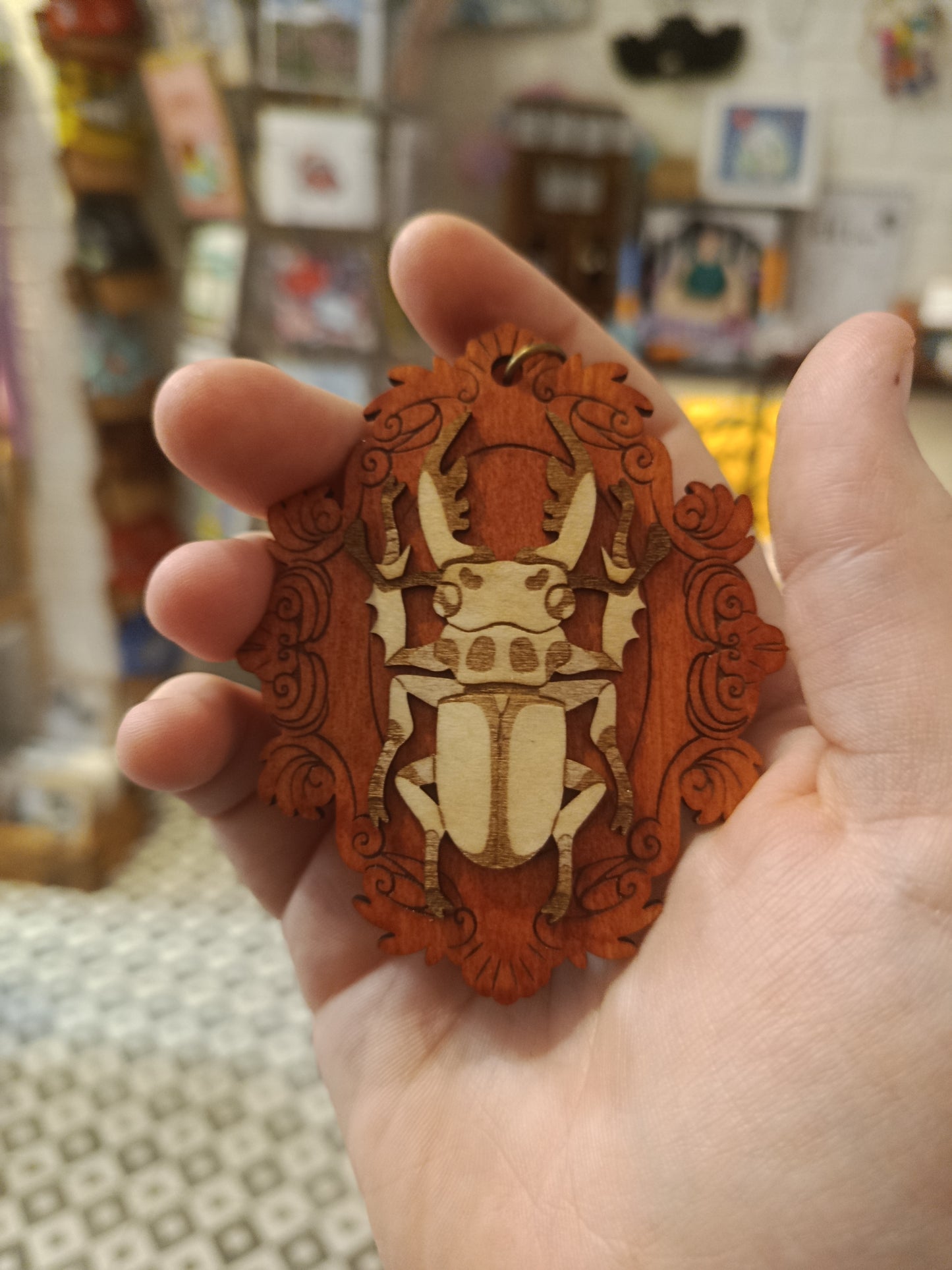 Vintage Style Wooden Bug Keyrings