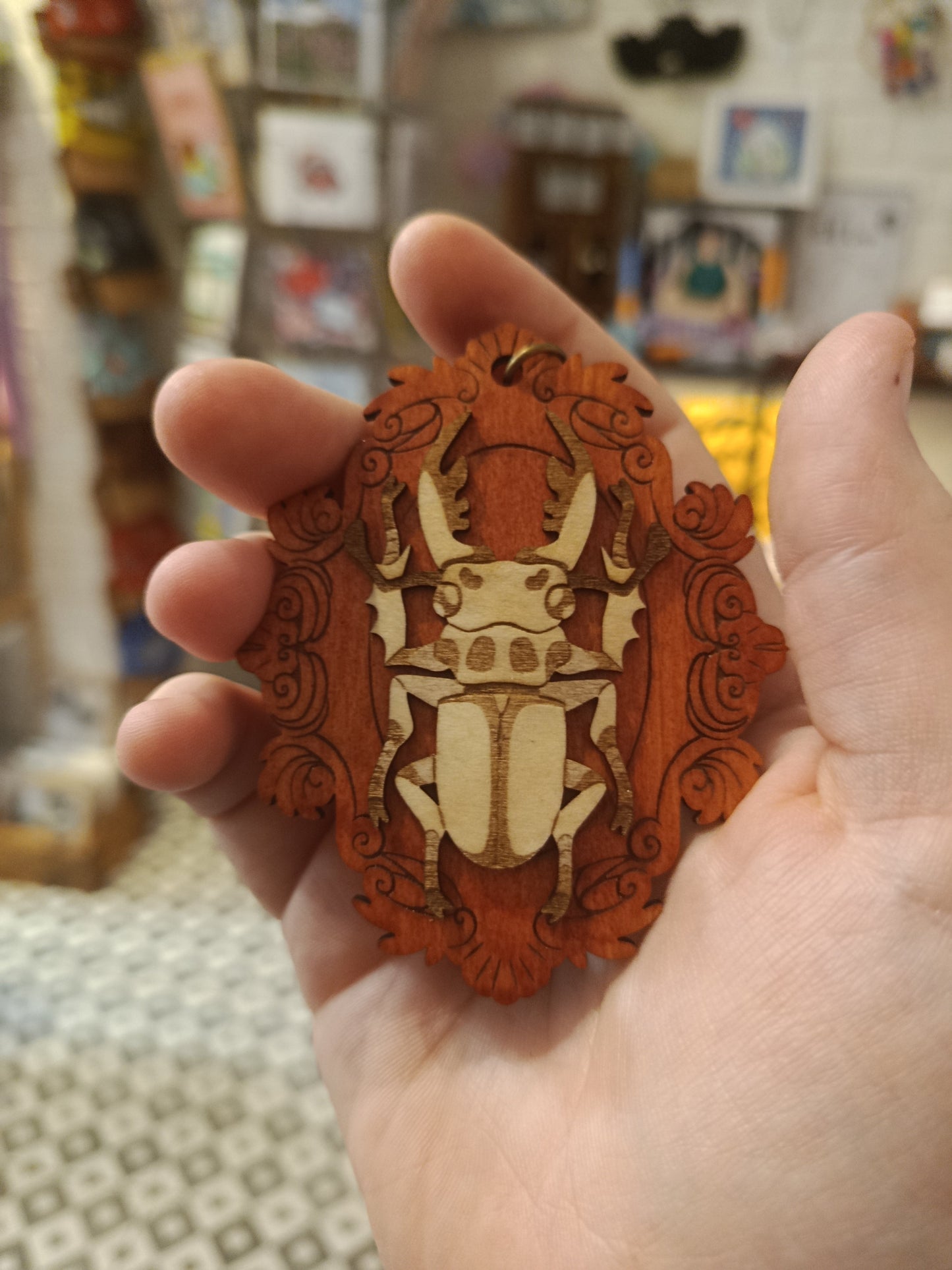 Vintage Style Wooden Bug Keyrings