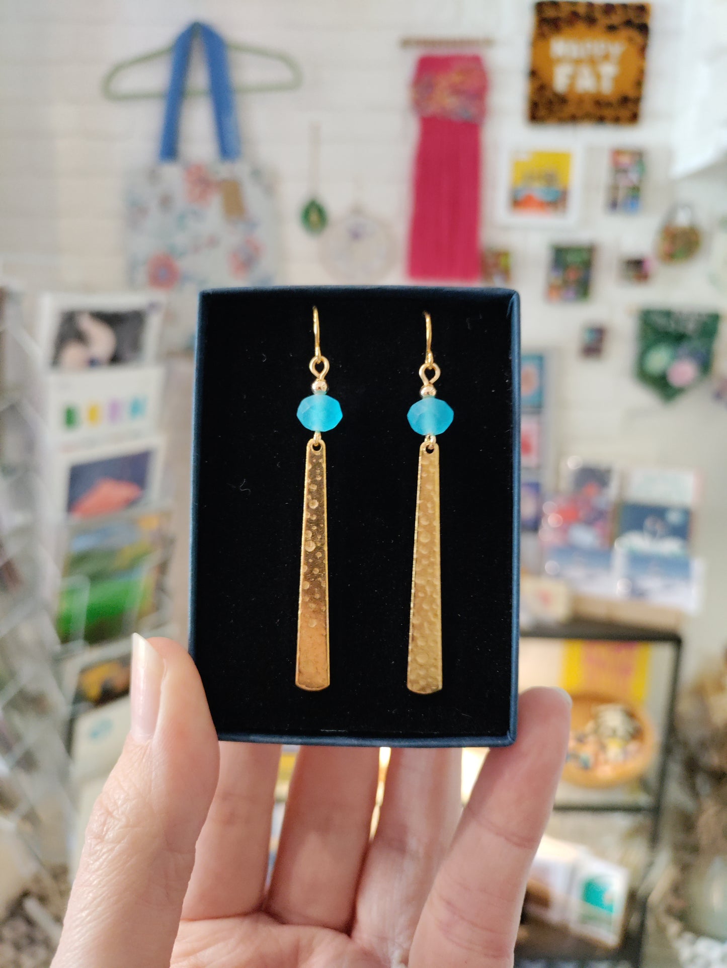 Brass and bead earrings