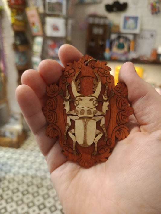 Vintage Style Wooden Bug Keyrings