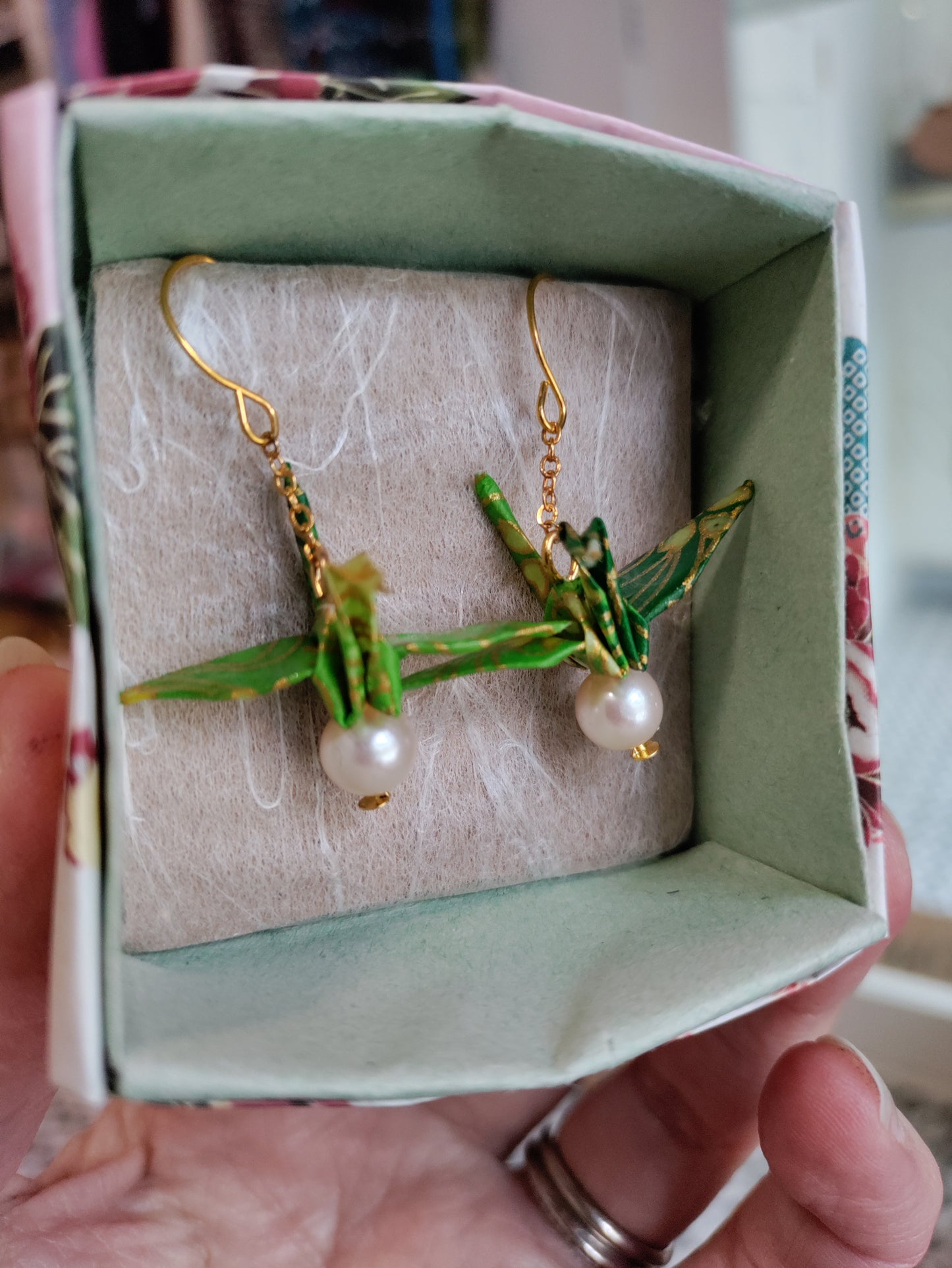 Origami crane earrings