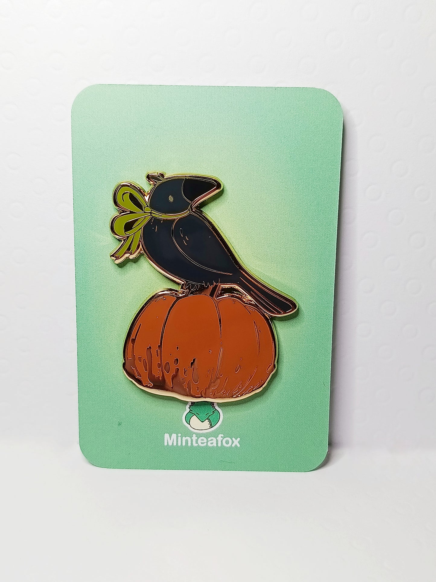 Crow and Pumpkin Enamel Pin