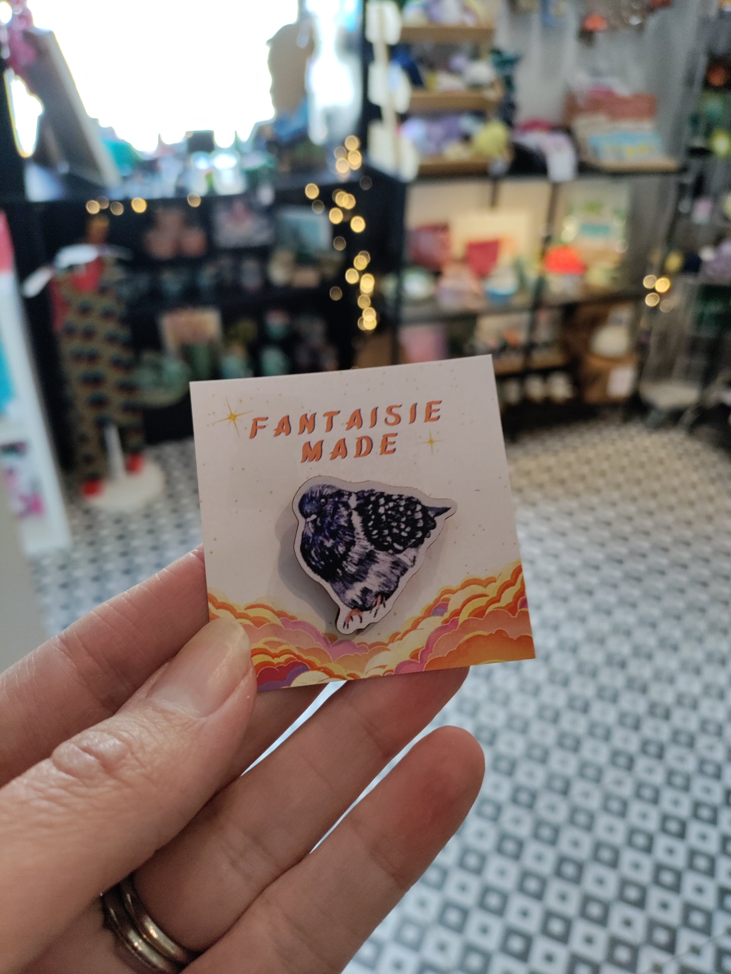 Wooden fantaisie made badge