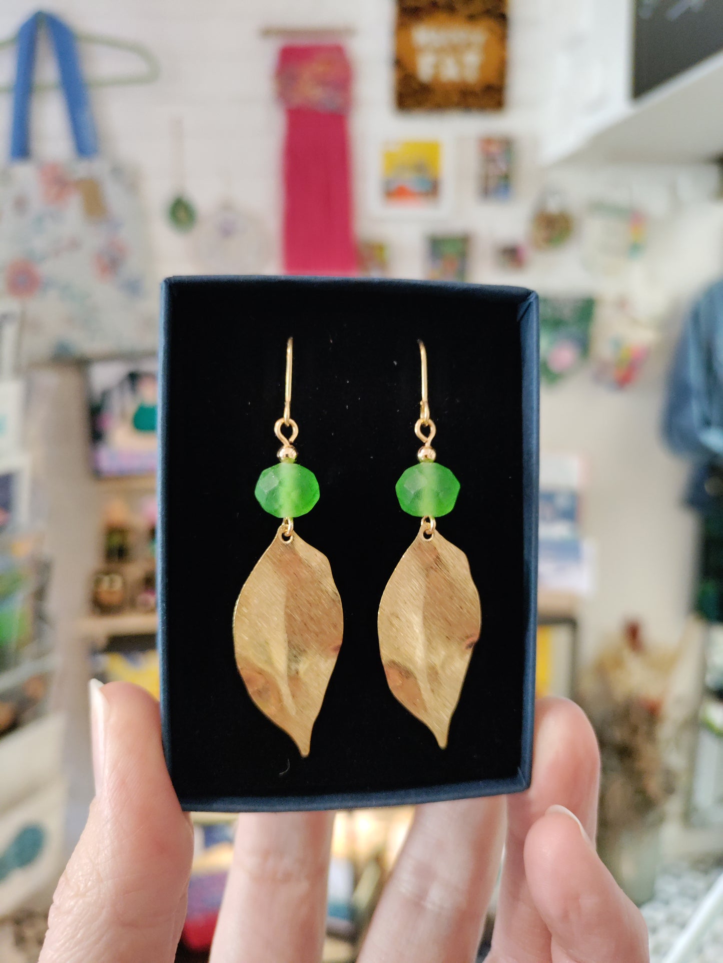 Brass and bead earrings