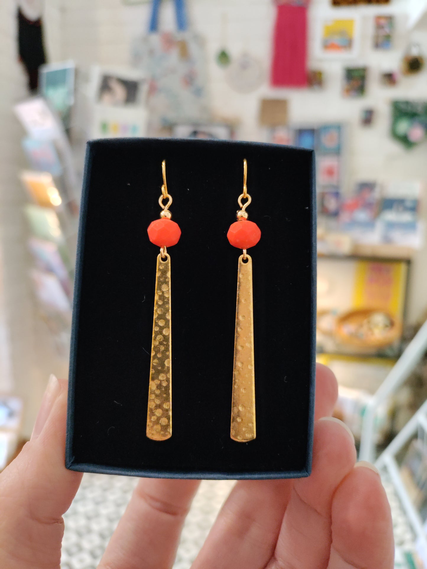 Brass and bead earrings