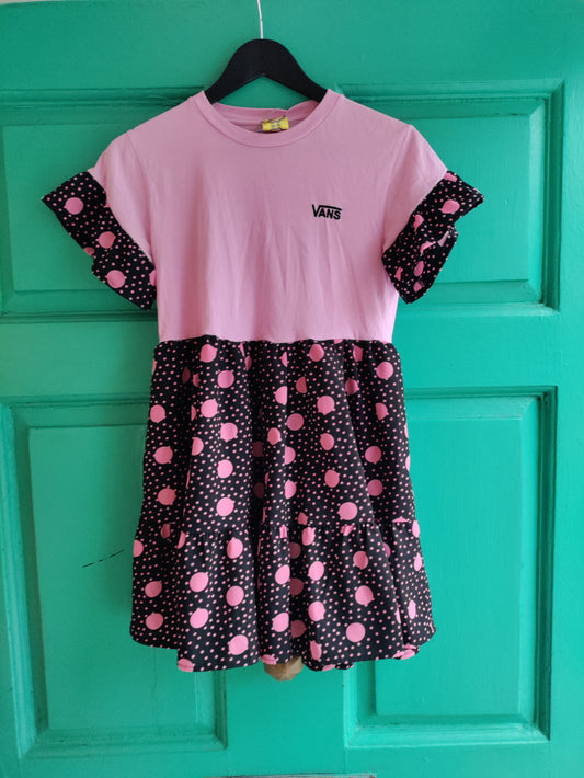 Black with pink spots, pink Vans dress - size UK 8-12