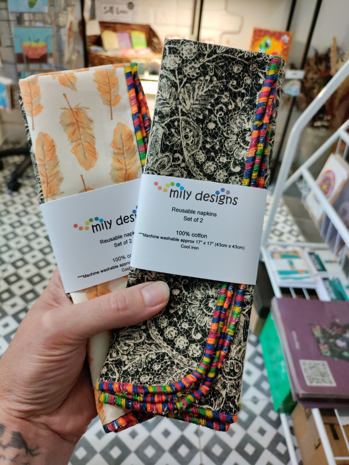 Reusable Napkins - lucky dip set of two complimentary fabrics
