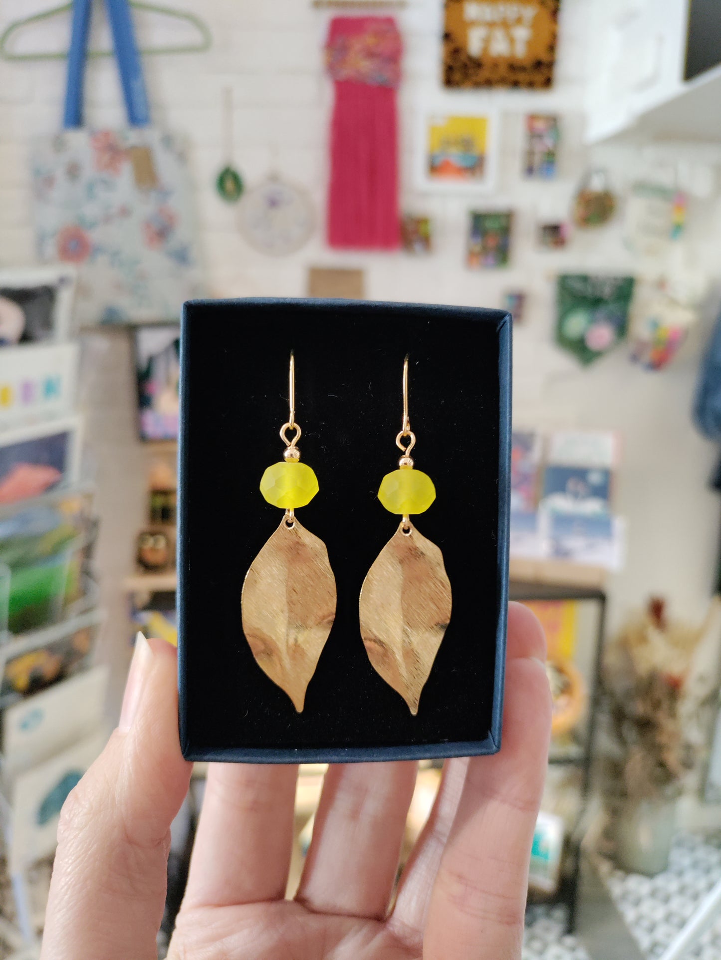 Brass and bead earrings