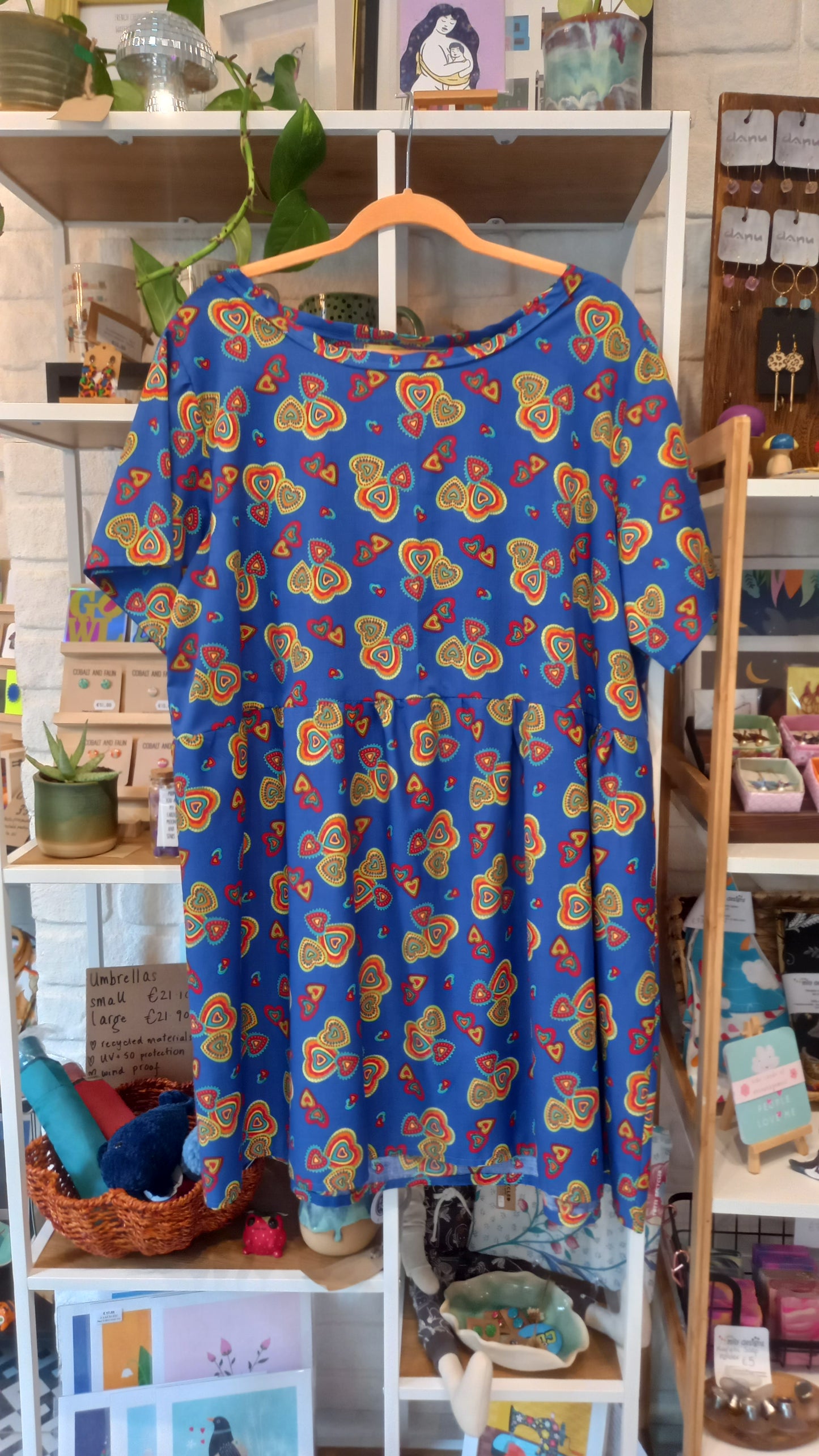 Blue heart designs dress - fits up to size 22