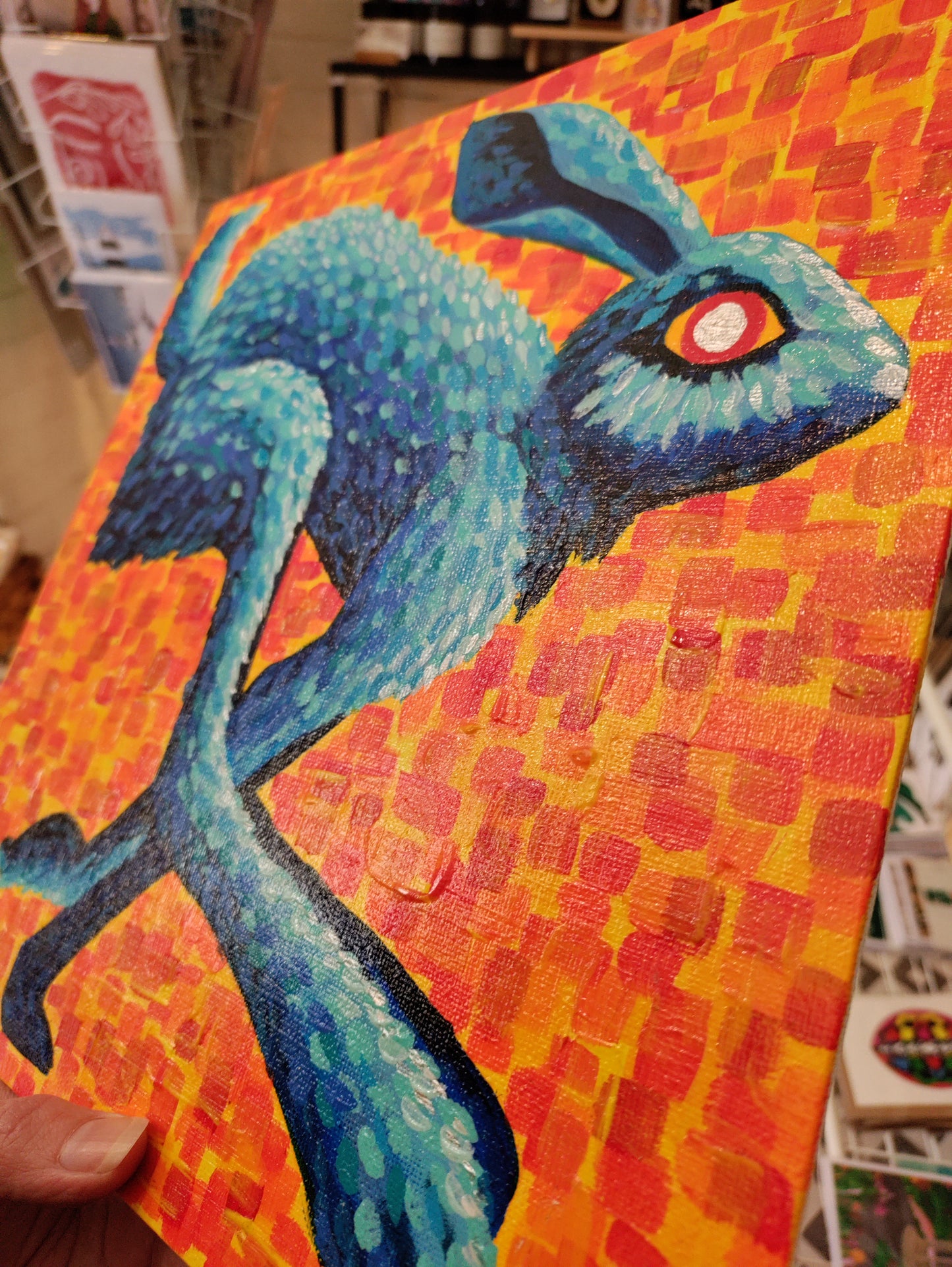 Boots hare 12x12" acrylic painting - original
