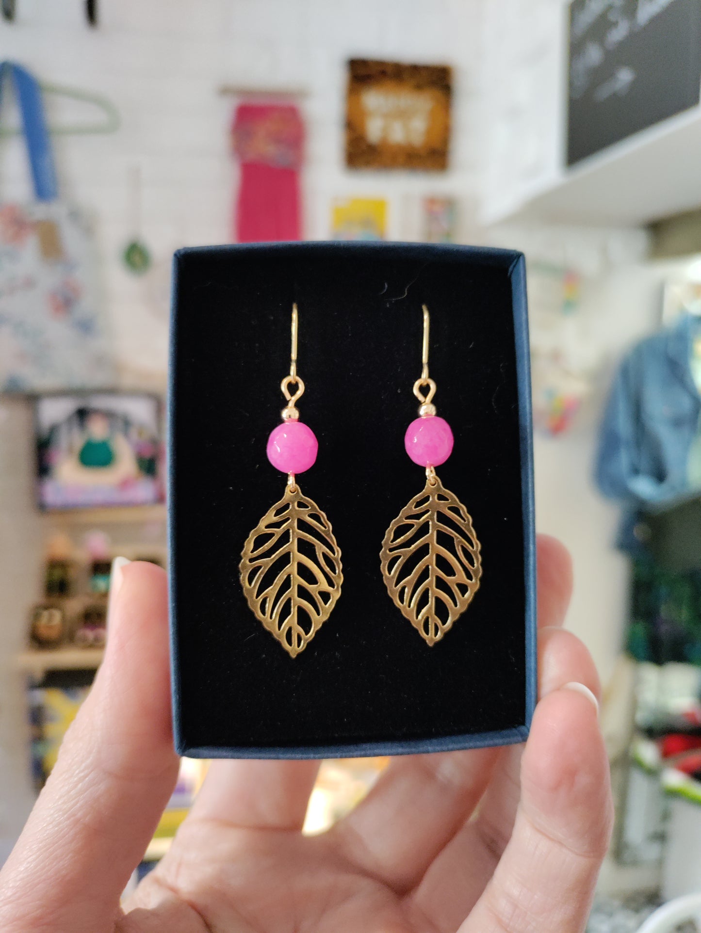 Brass and bead earrings