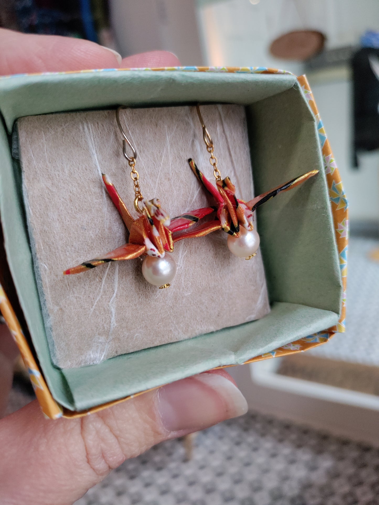 Origami crane earrings