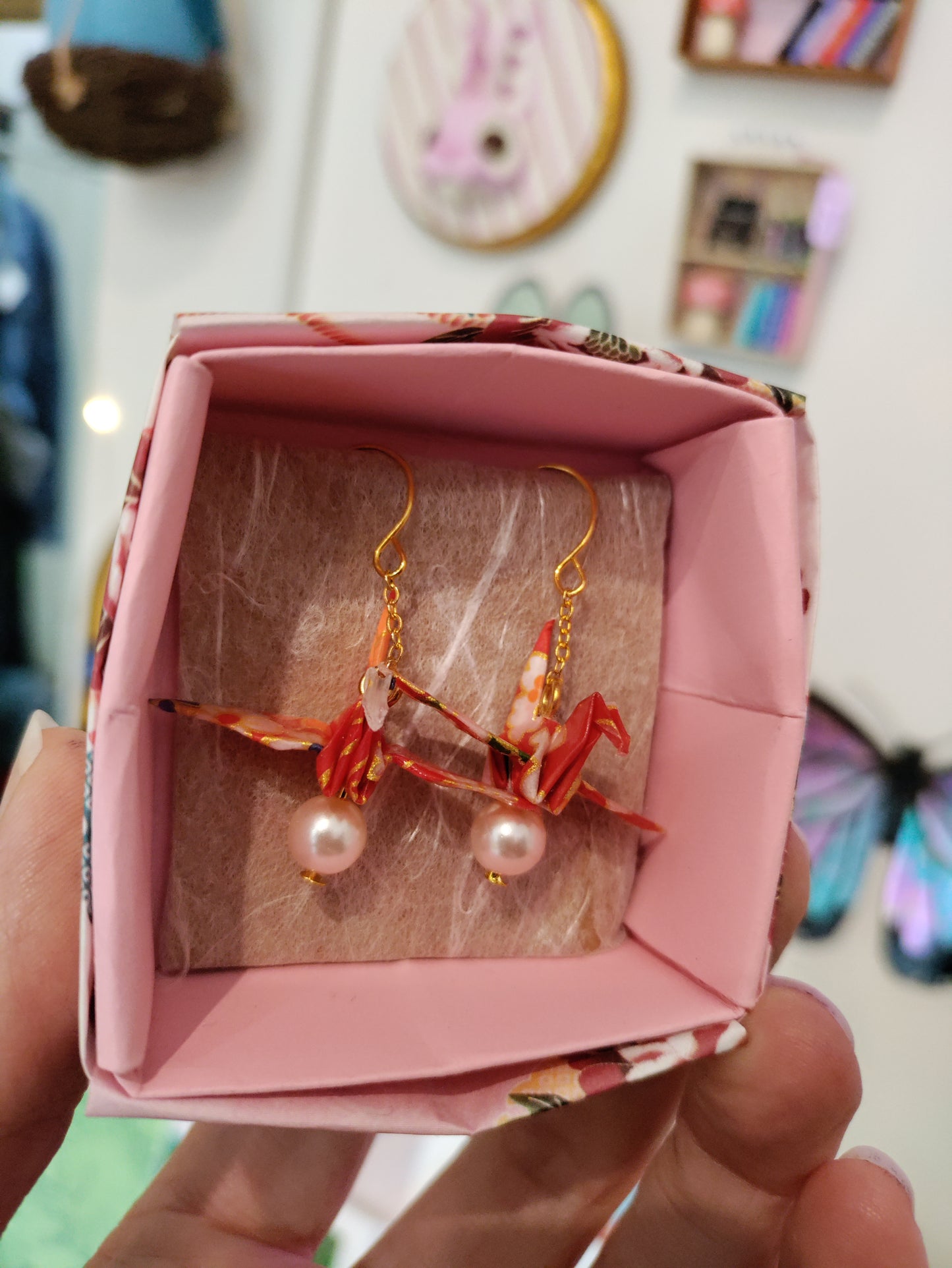 Origami crane earrings