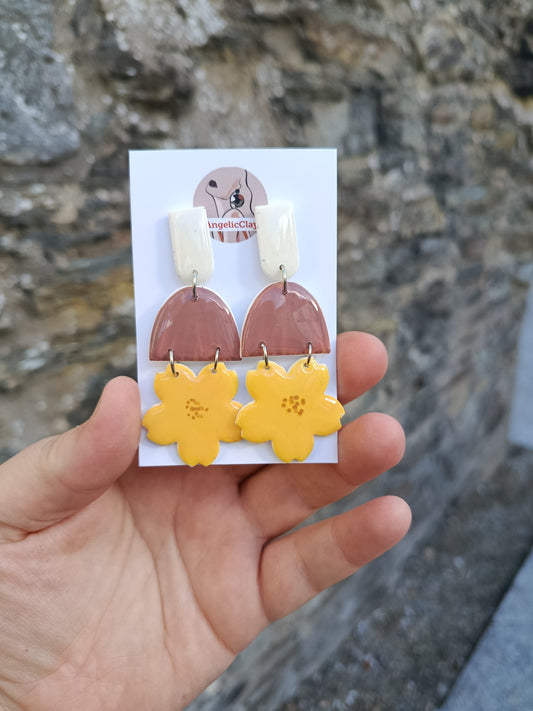 Yellow Flower Statement Earrings