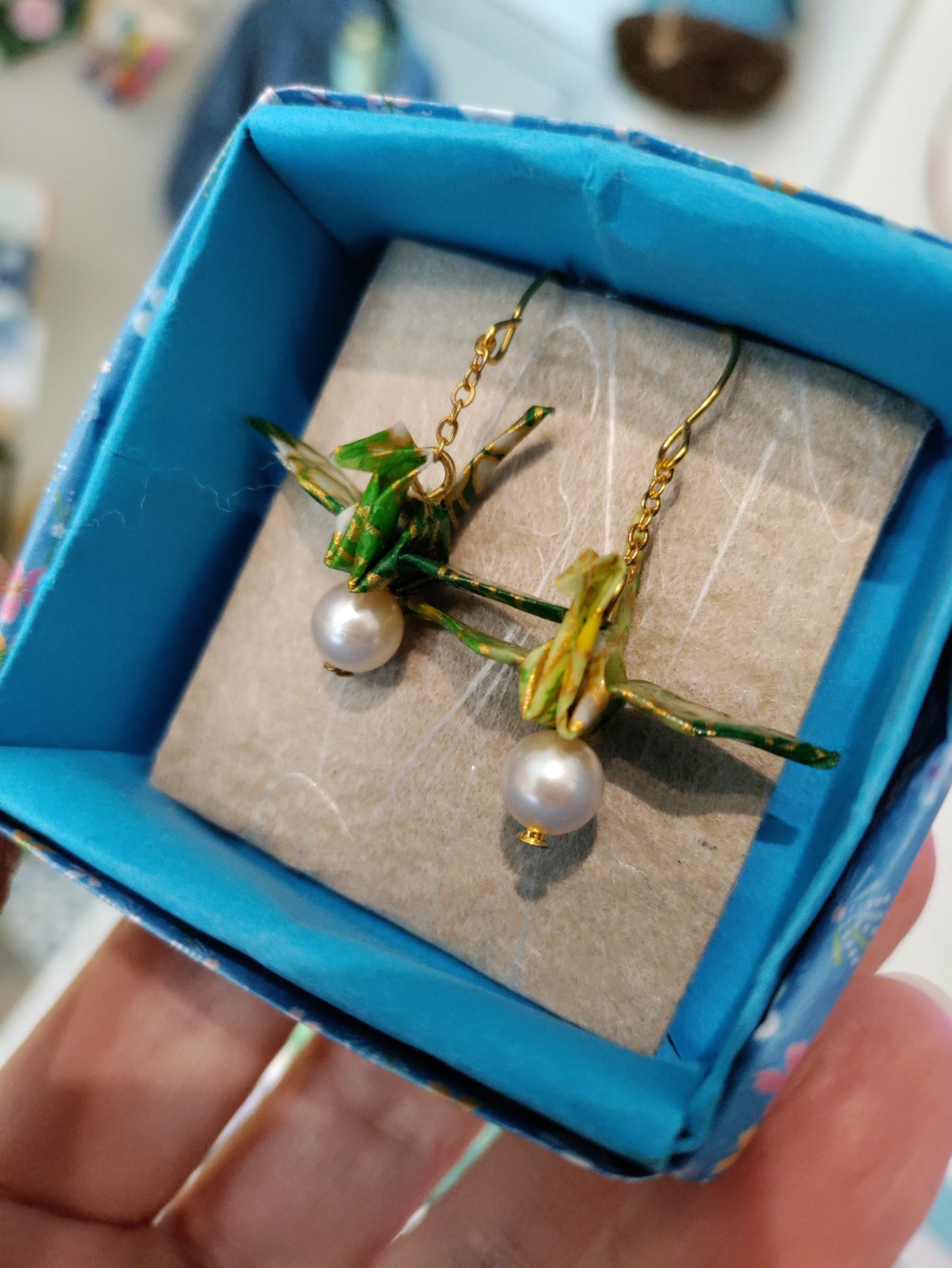 Origami crane earrings